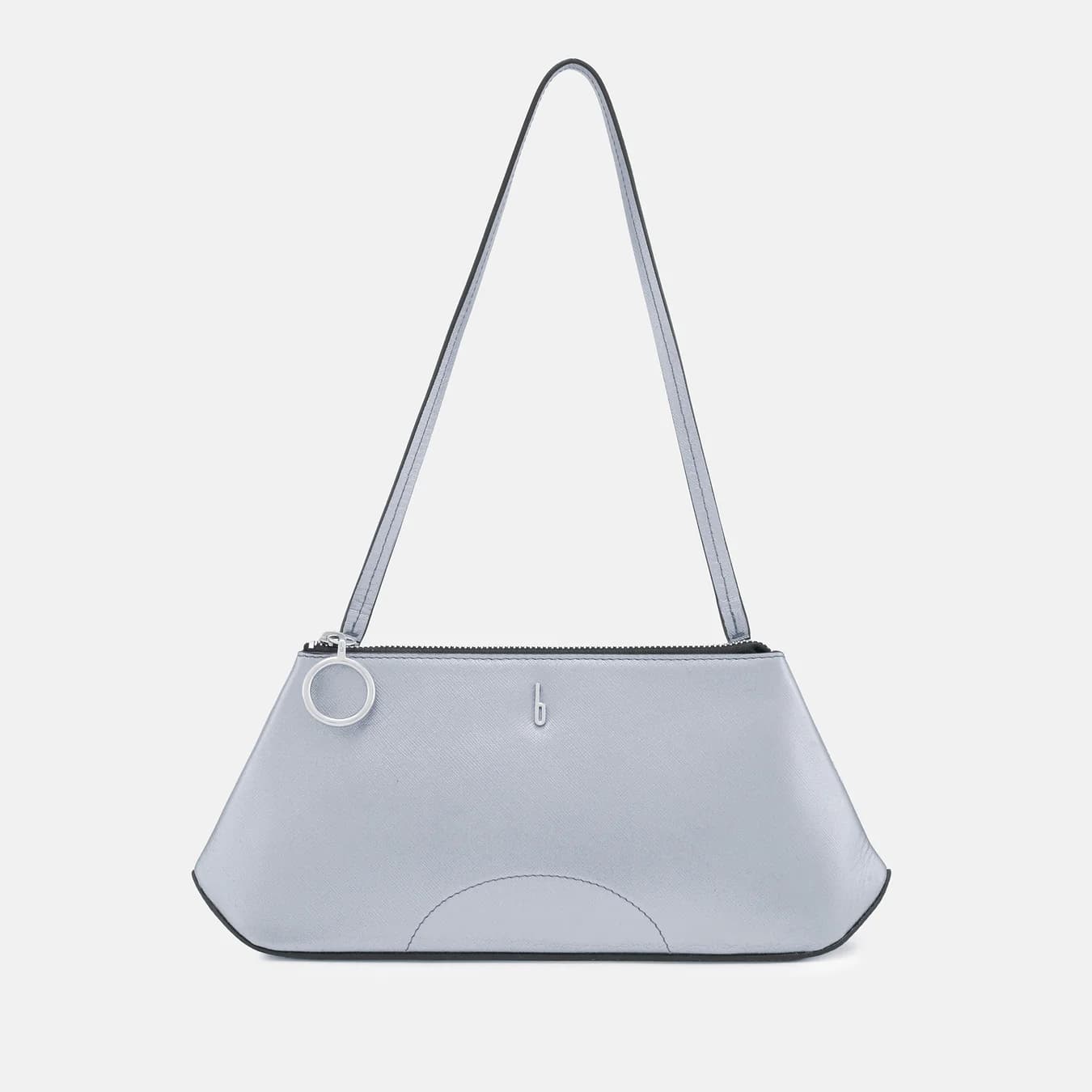 Women's Silver Metallic Leather Elizabeth Pouchette Mini Soft Shoulder Bag