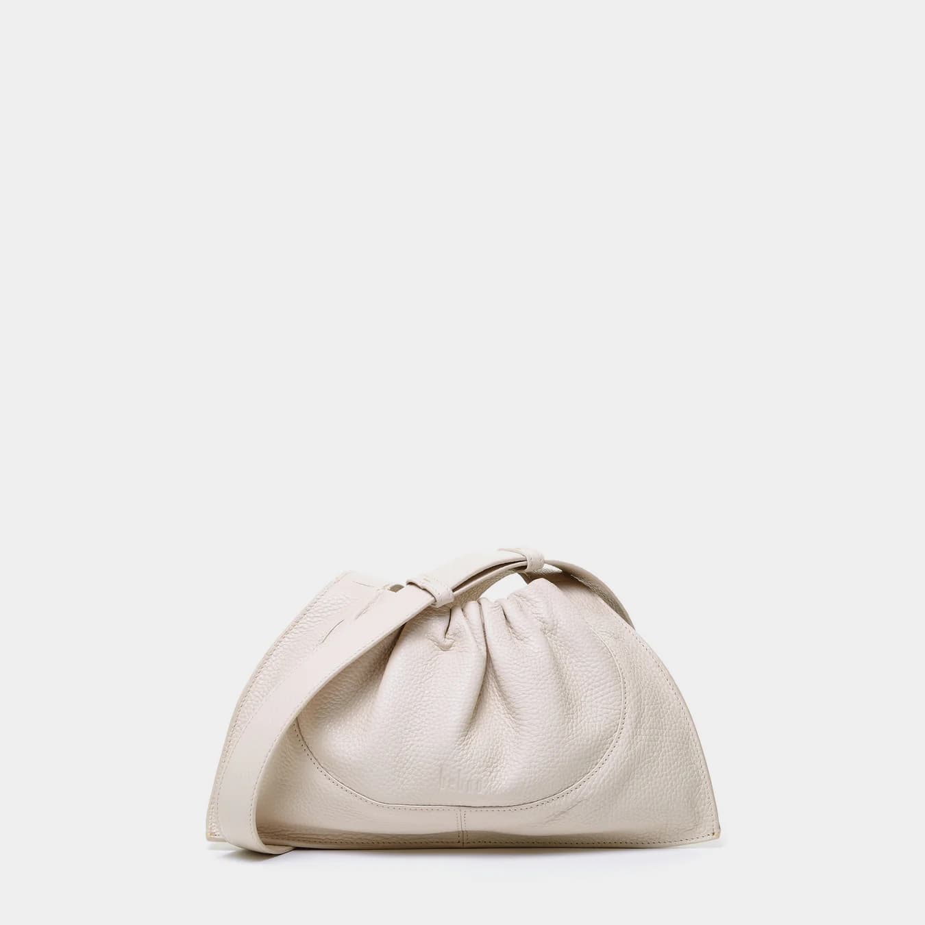 Women's Cream Solid Leather Ana Mini Convertible Pebble Bone Shoulder Bag