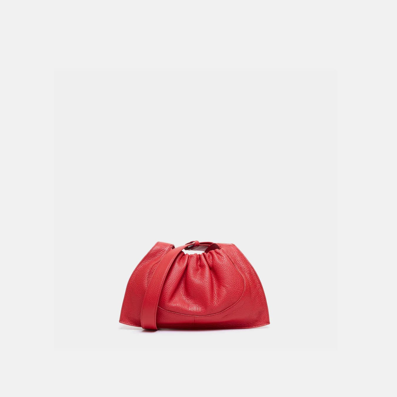 Women's Red Solid Leather Ana Mini Convertible Pebble Shoulder Bag