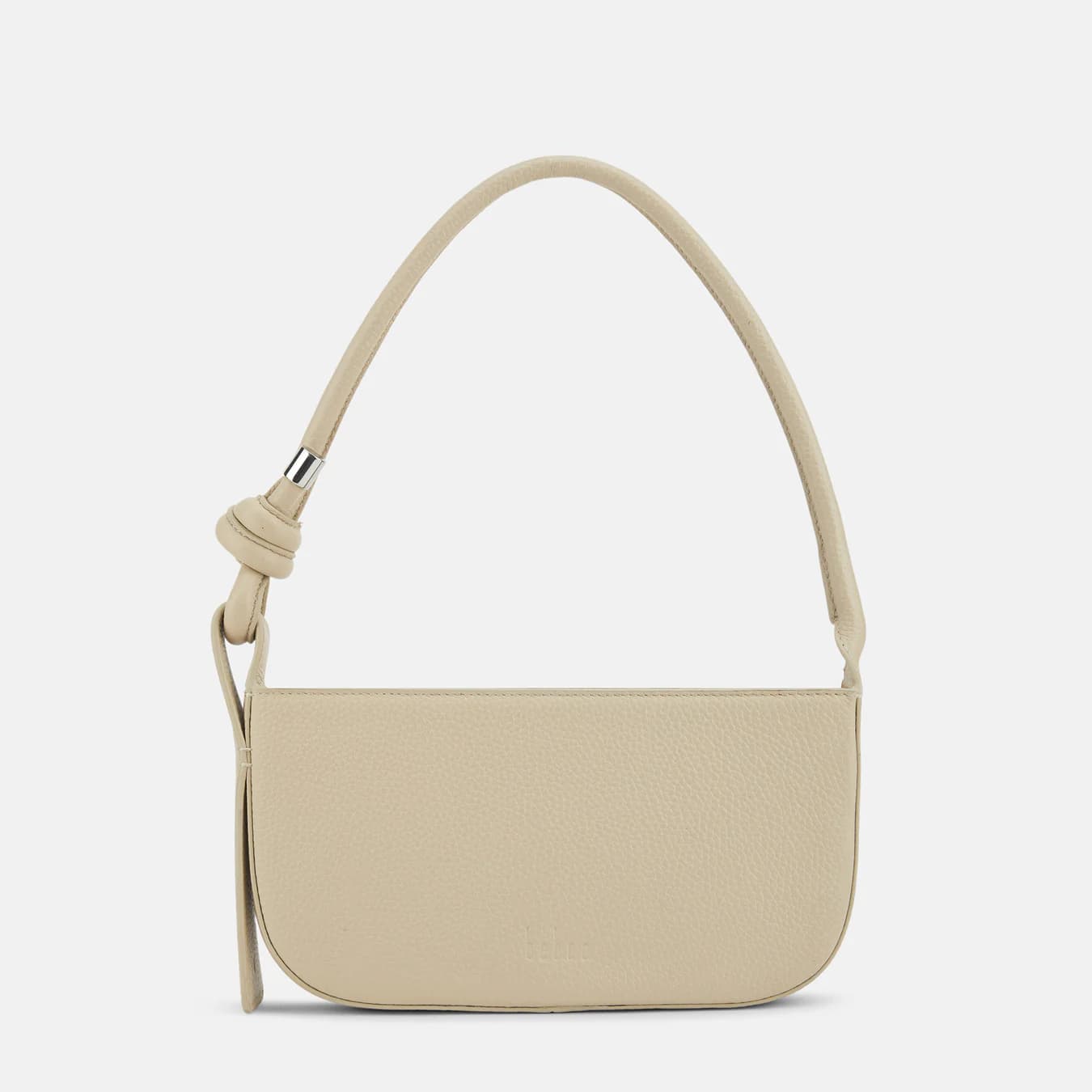 Women's Cream Solid Leather Ina Mini Pouchette Pebble Shoulder Bag