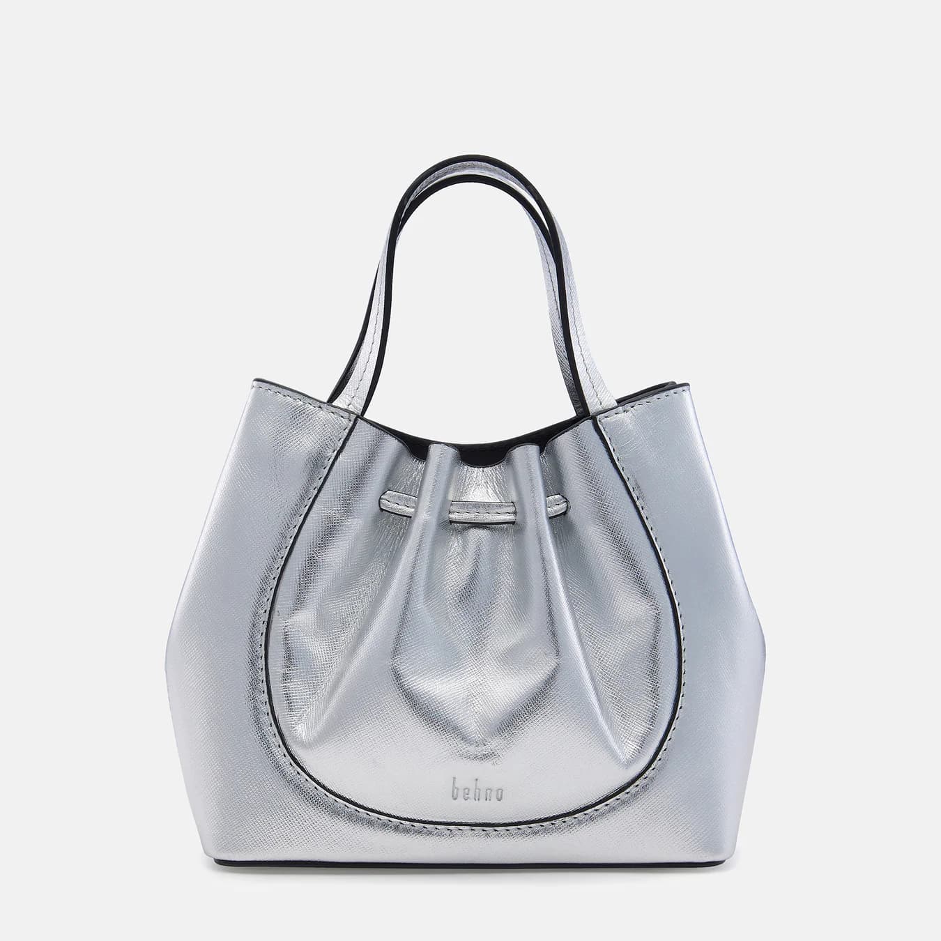 Women's Silver Solid Leather Katrina Mini Tote Crossbody Bag