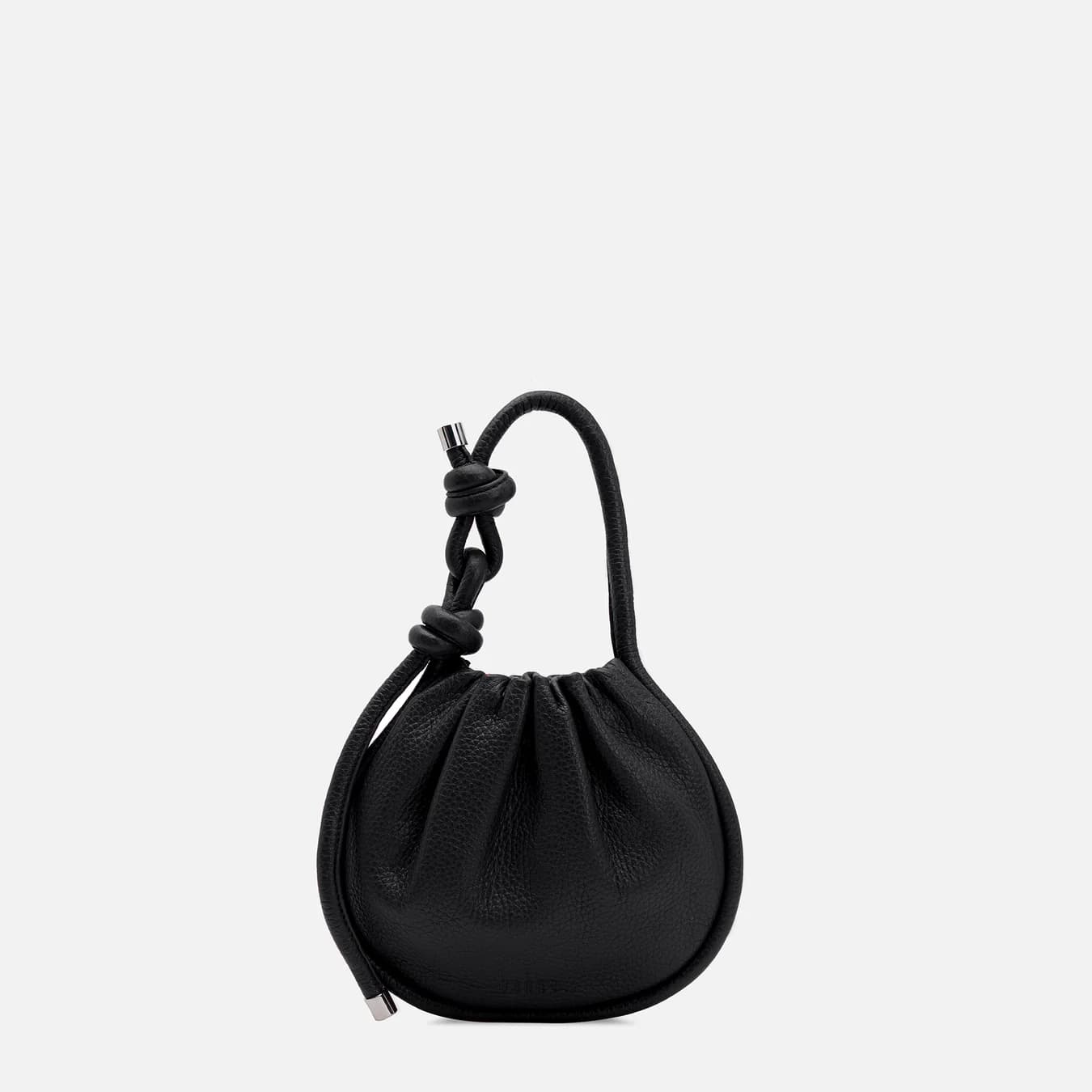 Women's Black Solid Leather Ina Mini Potli Pebble Crossbody Bag