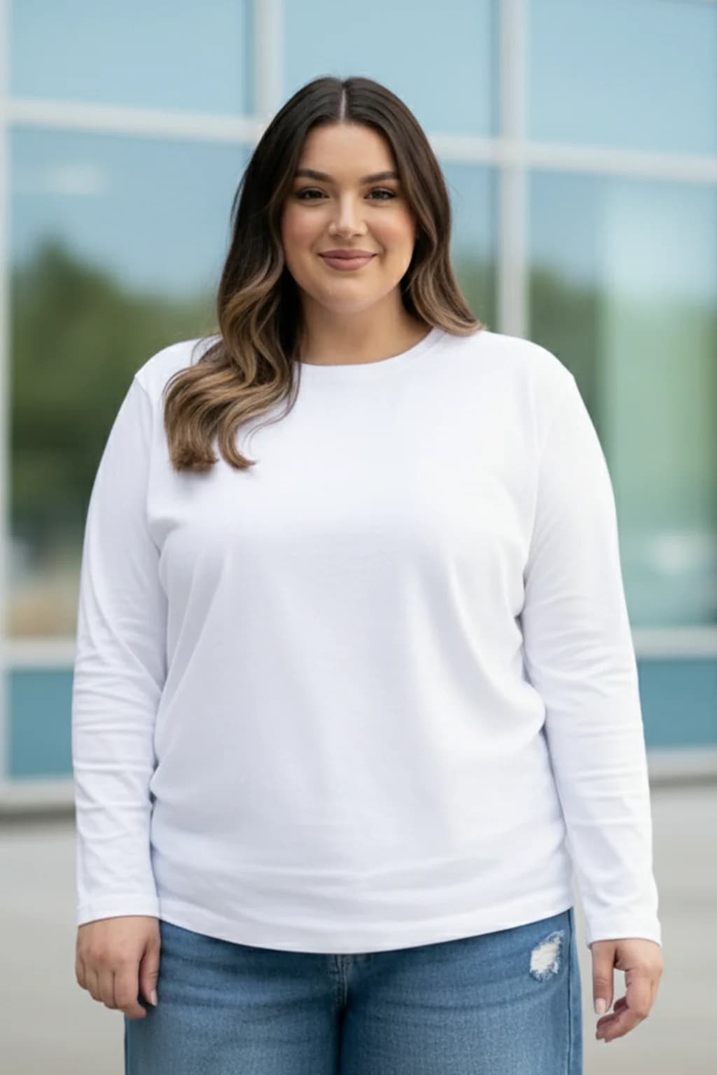 Women's White Casual Printed Oversized Fit Plus Size Tshirt
