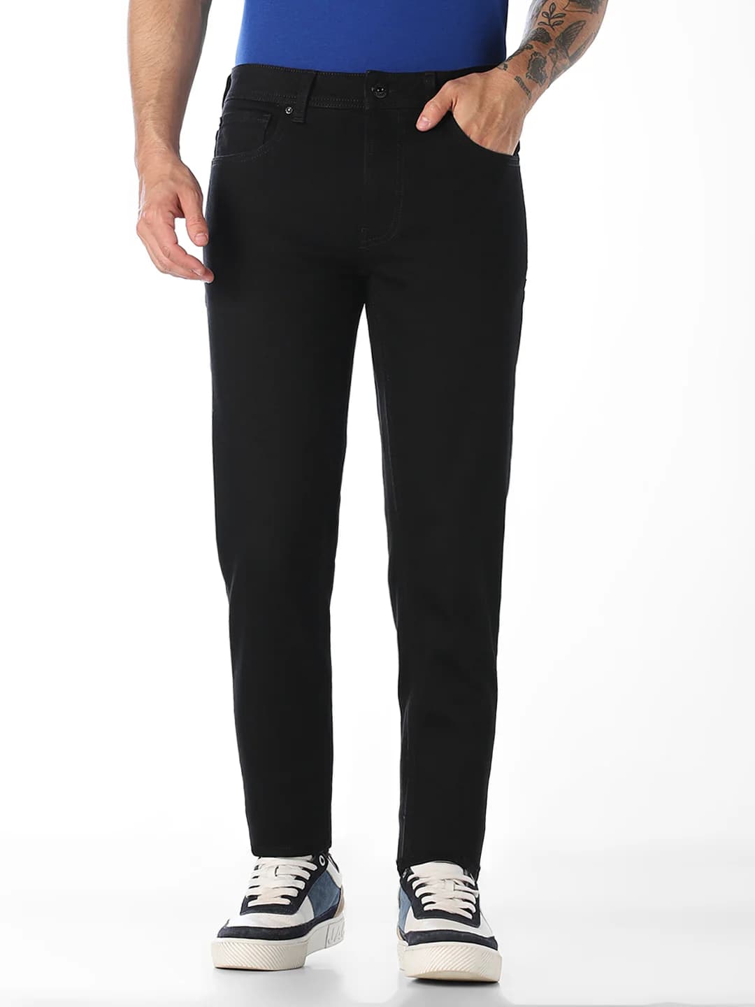 Men's Black Casual Low Rise Skinny Fit Non-Faded Jeans