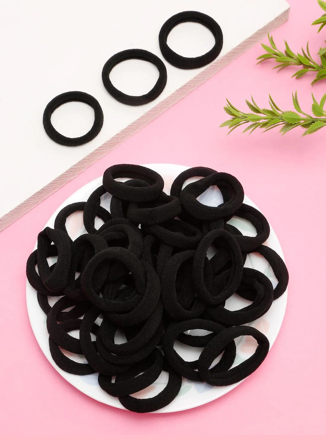 Women's Black Ponytail Holders - Pack of 48