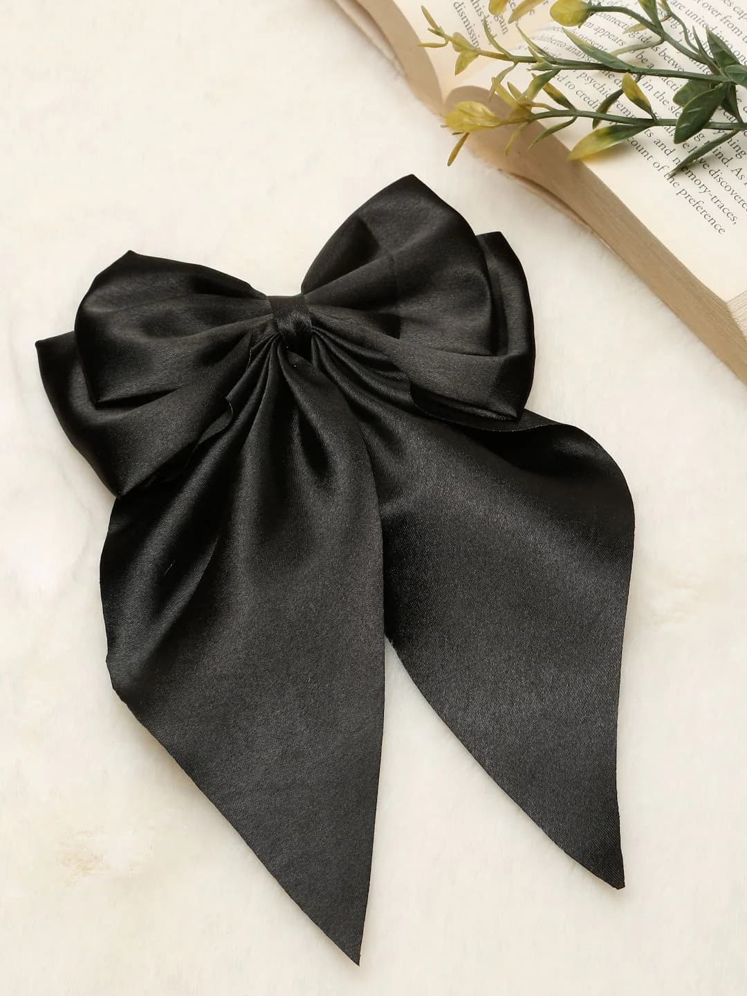 Women's Black Bow Detailed Alligator Hair Clip
