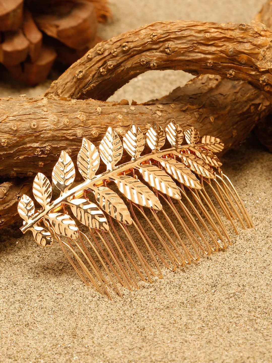 Women's Gold Leaf Shaped Hair Comb Pin