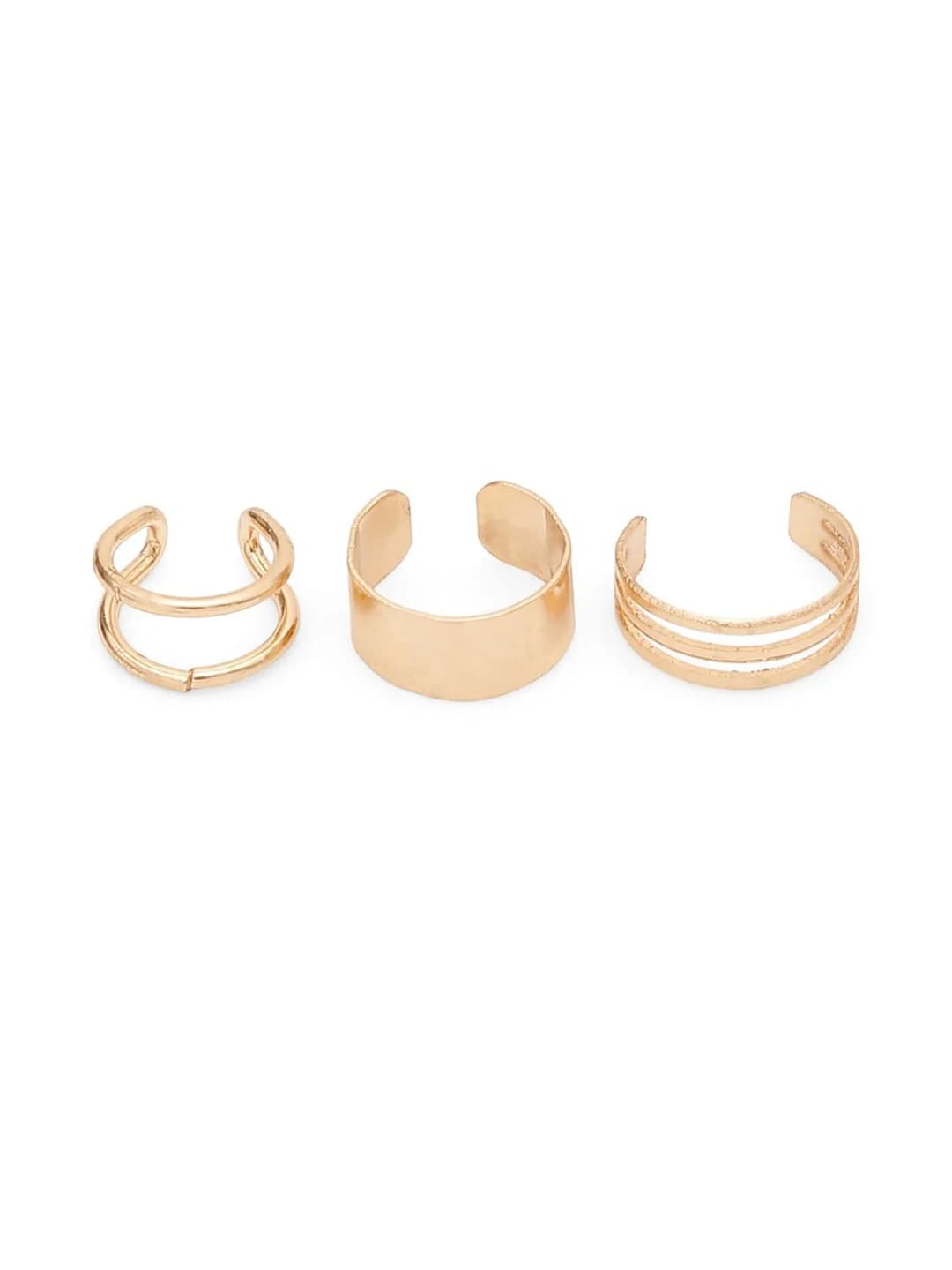 Women's Gold Semi Circular Shaped Ear Cuff - Set of 3