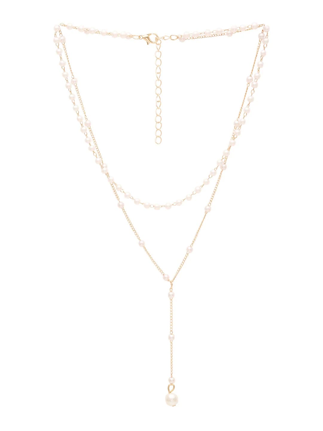 Women's Gold Pearls Beaded Layered Minimal Necklace