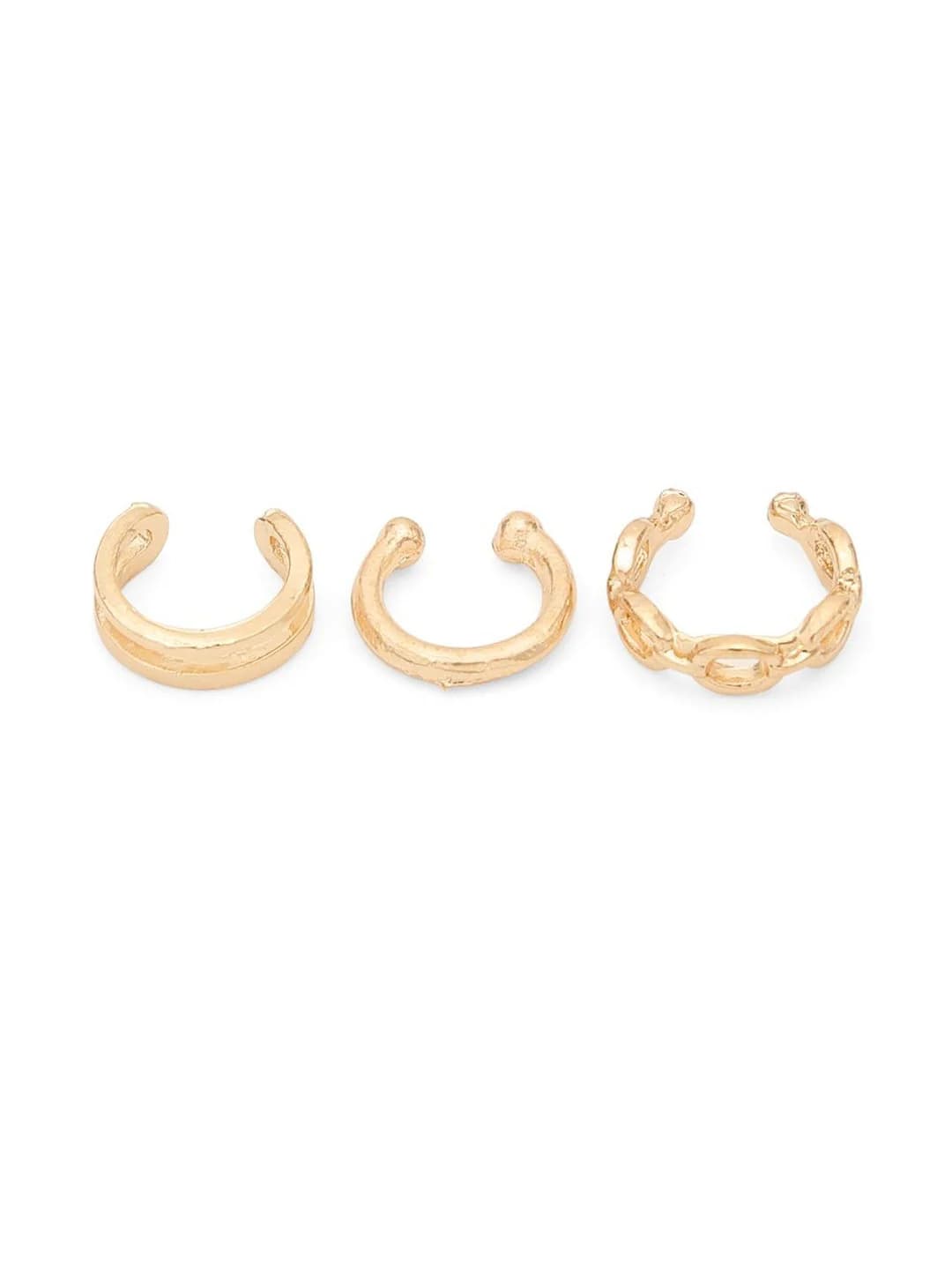 Women's Gold Semi Circular Shaped Ear Cuff - Set of 3