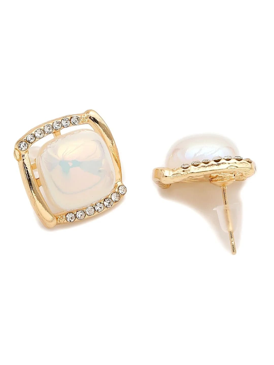 Women's White Geometric Studs Earrings