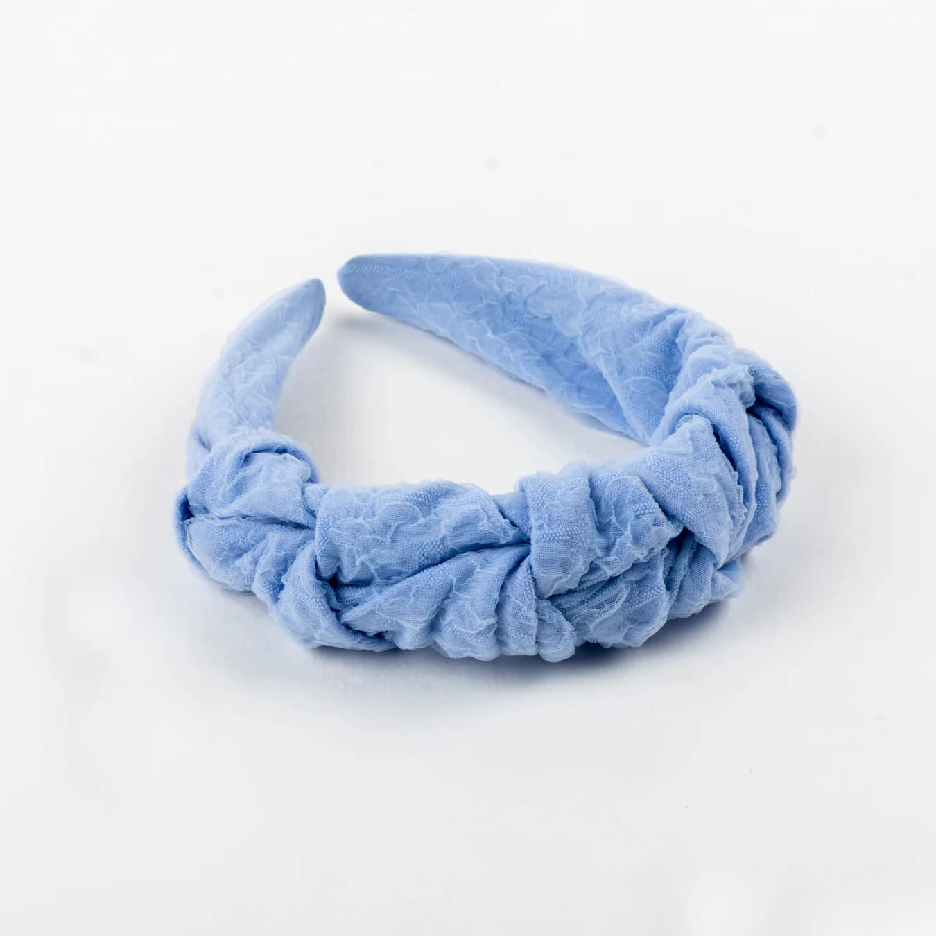 Women's and Girls Sky Blue Textured Fabric Hairband