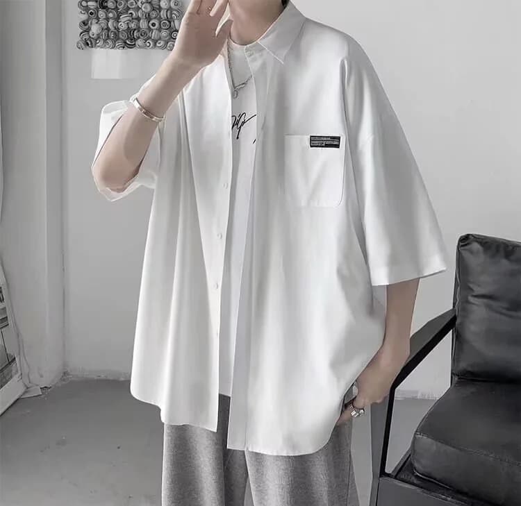 Men's White Casual Solid Regular Fit Shirt