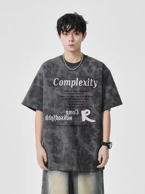 Men's Grey Casual Printed Oversized Fit Tshirt