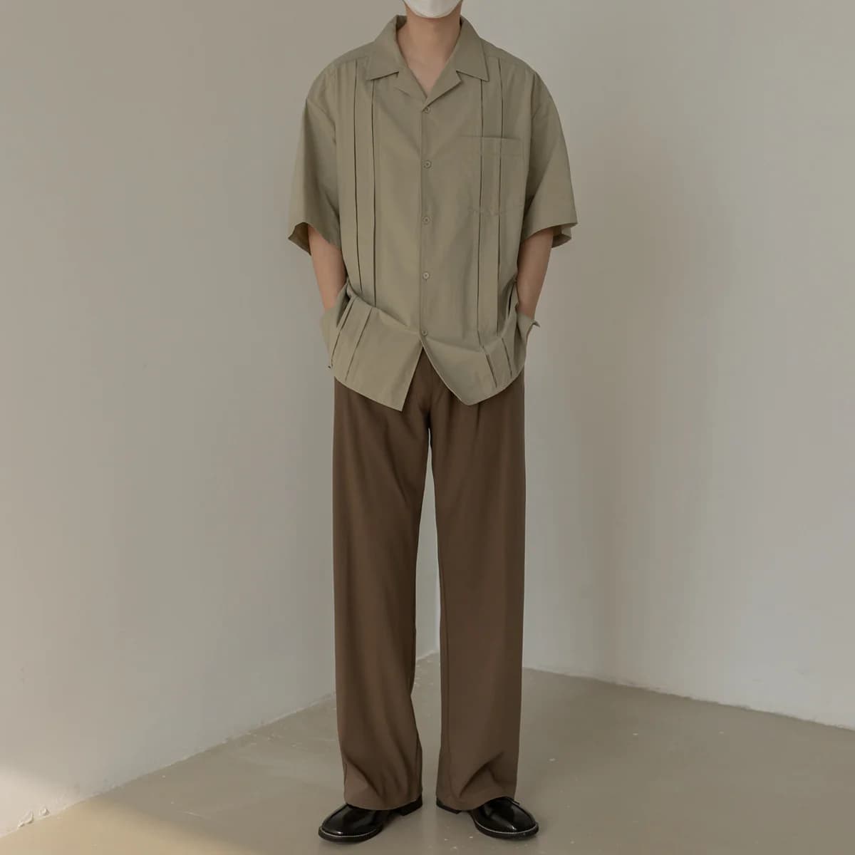 Men's Green Formal Solid Oversized Fit Shirt