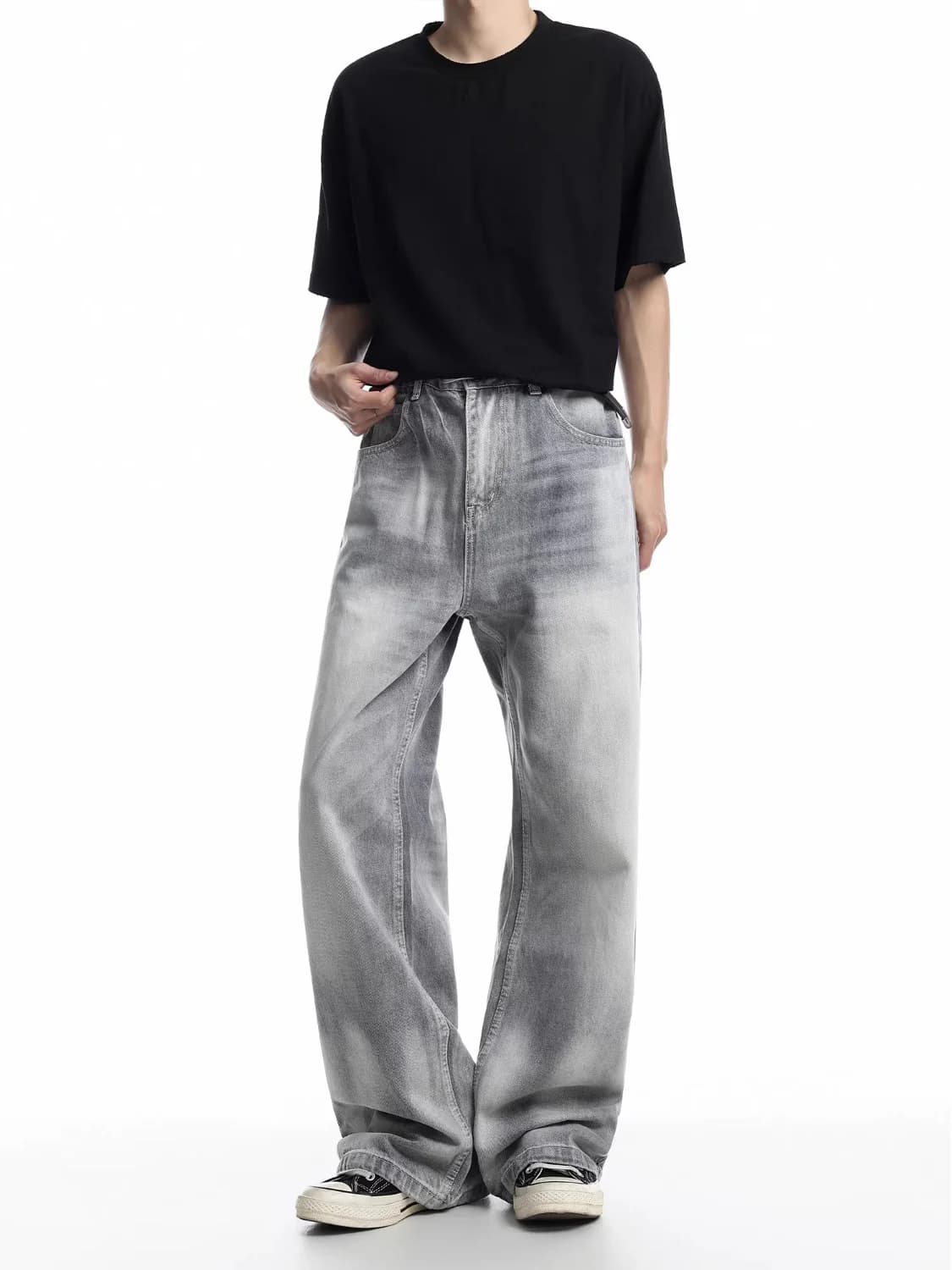 Men's Blue Casual Ombre Light Fade Mid Rise Jeans