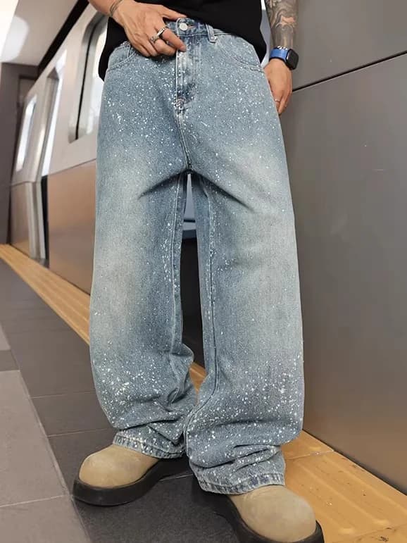 Men's Blue Casual Ombre Light Fade Mid Rise Jeans