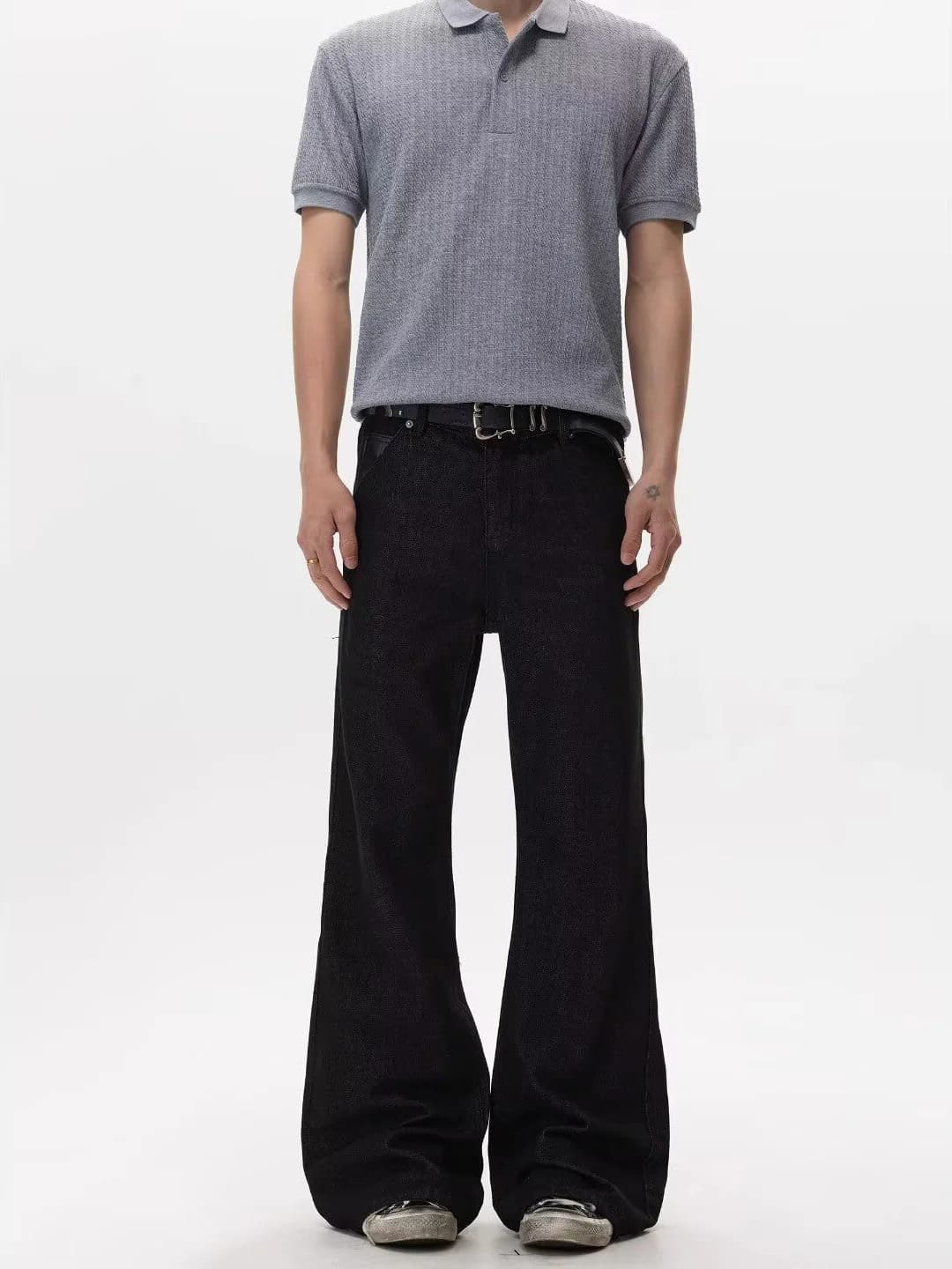 Men's Black Casual Solid Mid Rise Jeans