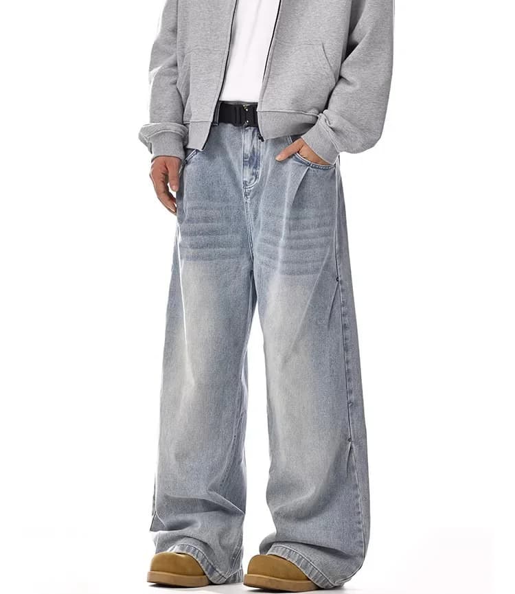 Men's Blue Casual Solid Light Fade Mid Rise Jeans