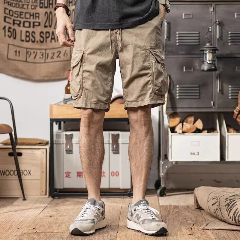 Men's Beige Casual Solid Regular Fit Mid Rise Shorts