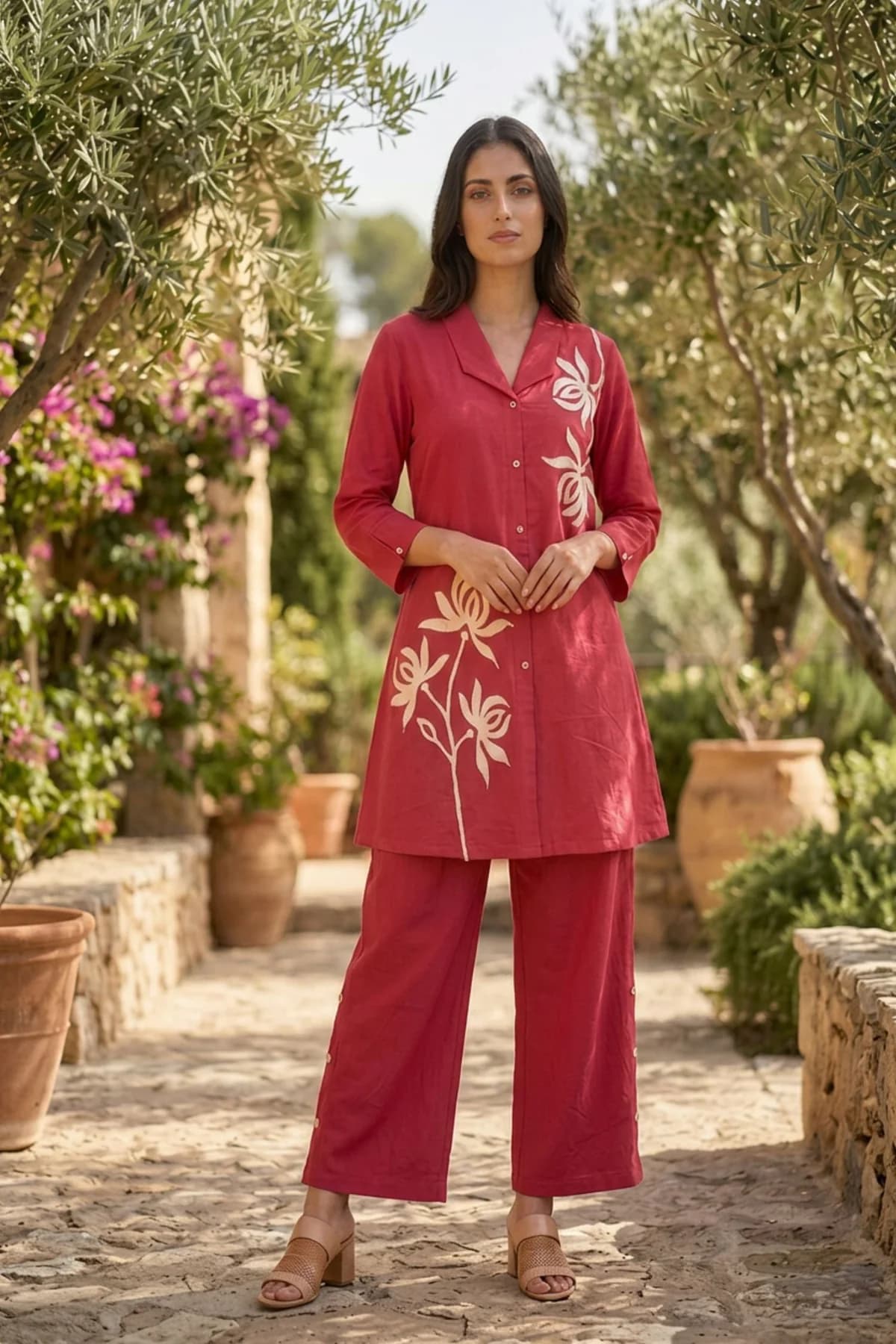 Women's Pink Cotton Flex Co-ord Set