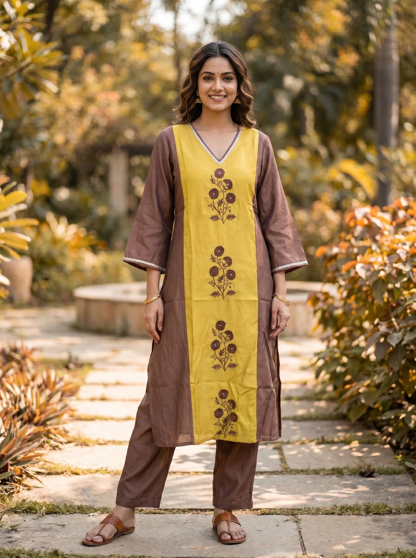 Women's Multicolor Kurta Cotton Style Co-ord Set