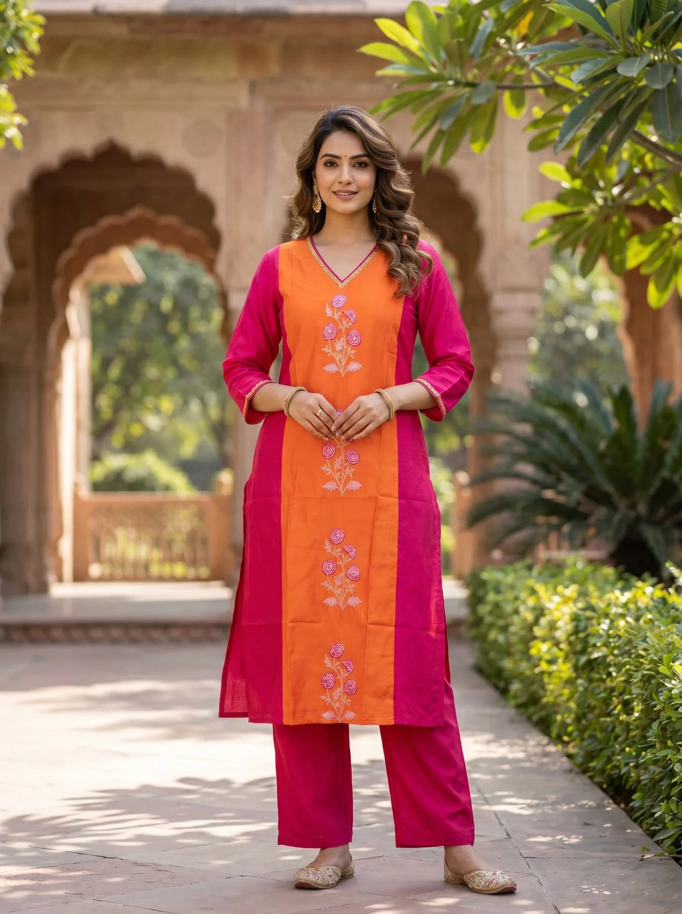 Women's Multicolor Kurta Cotton Style Co-ord Set