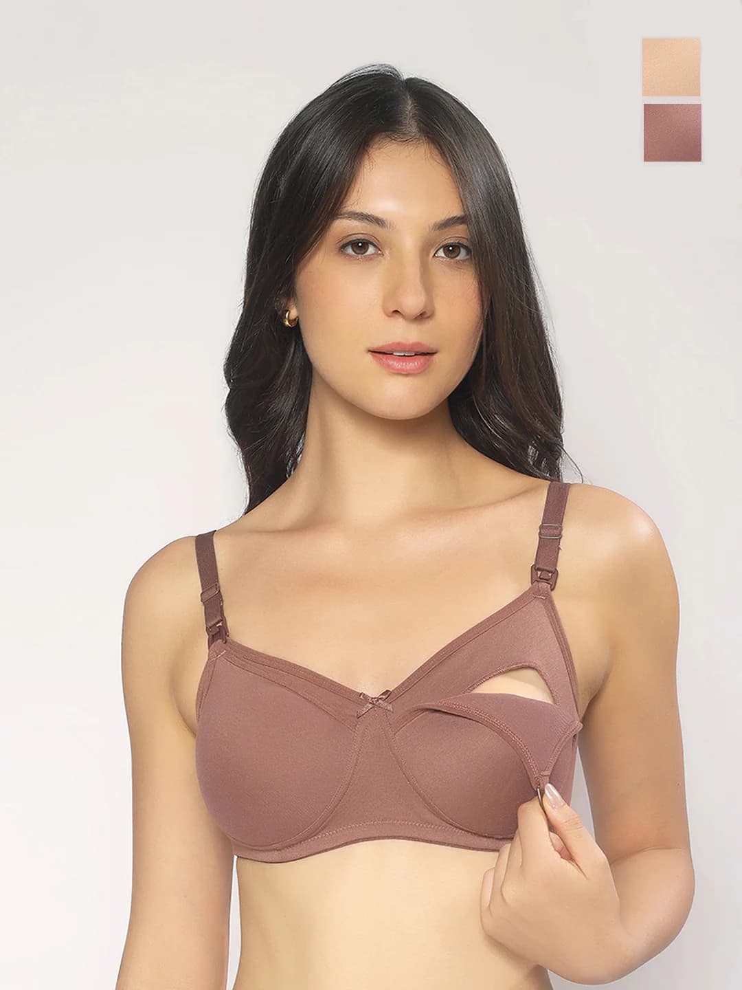 Women's Multicolor Cotton Non Padded Non Wired Maternity Bra - Pack of 2