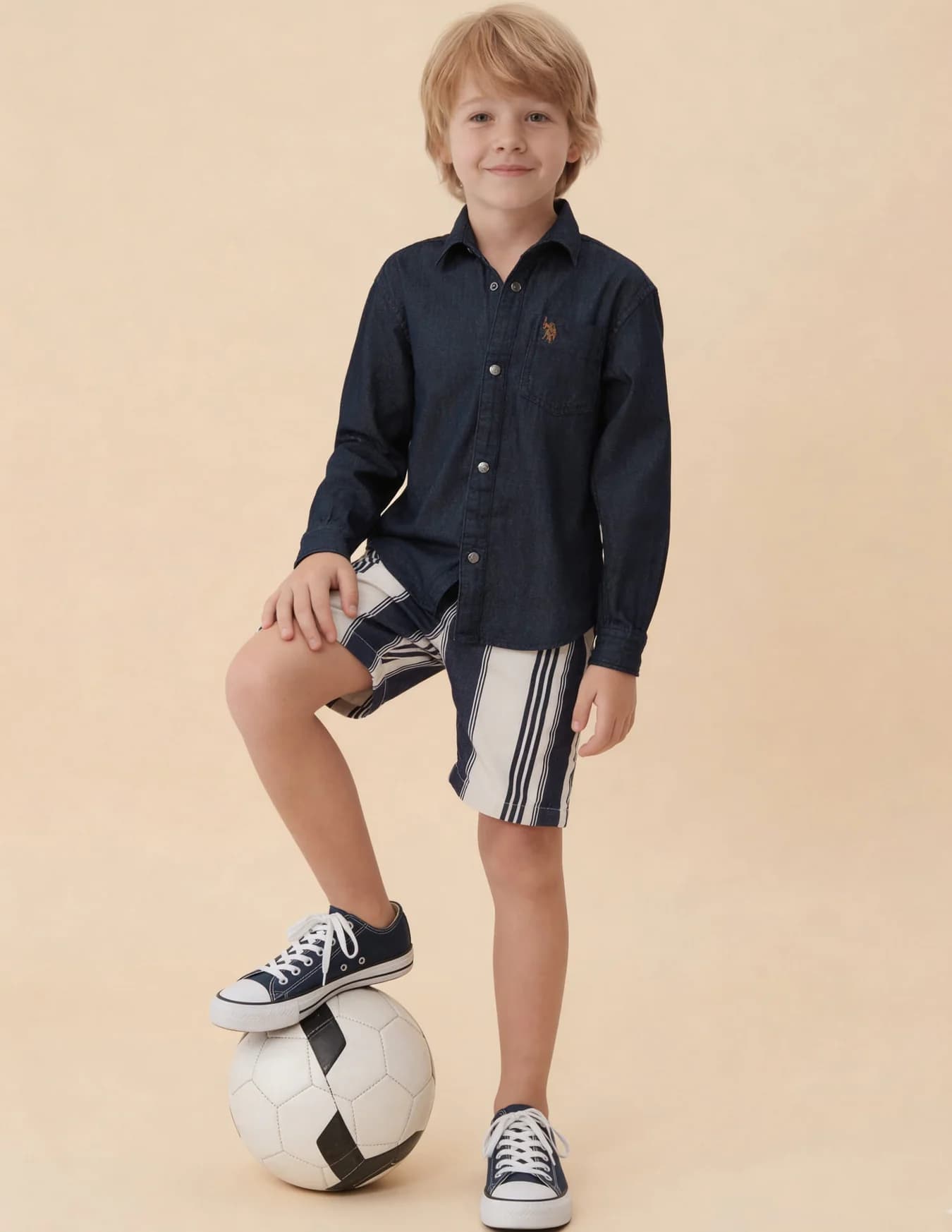 Boys Blue Casual Oversized Fit Solid Full Sleeves Shirt