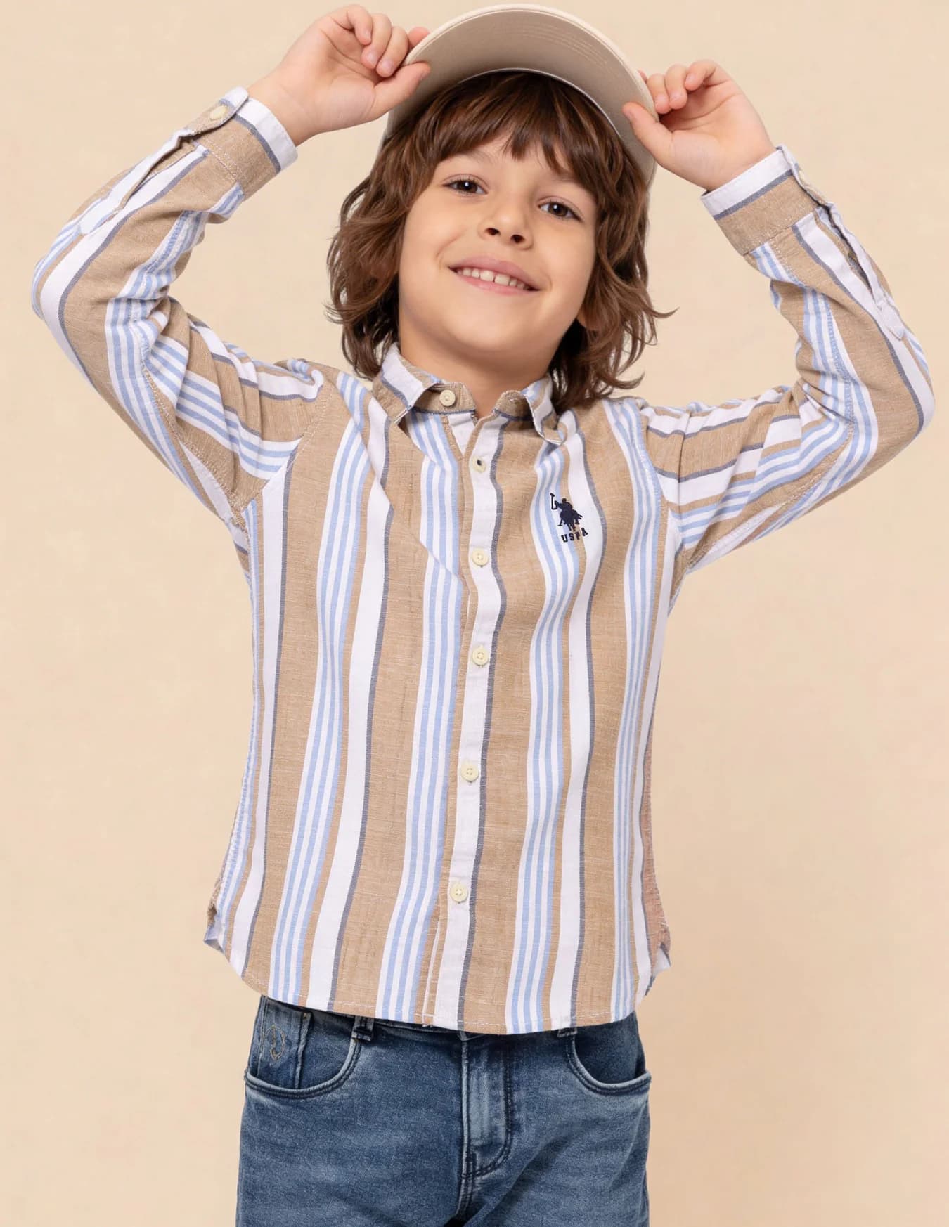 Boys Multicolor Casual Regular Fit Striped Full Sleeves Shirt