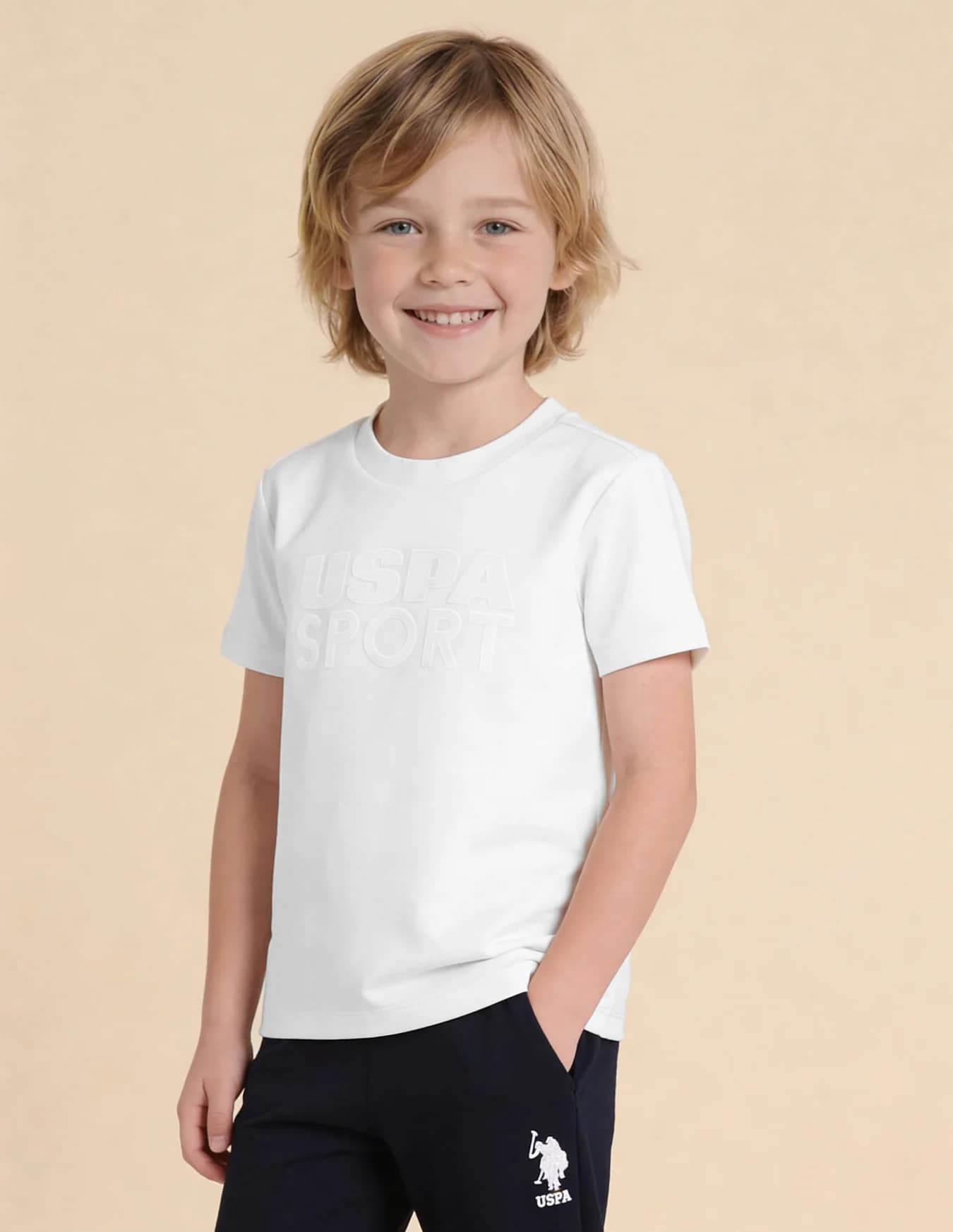 Boys White Casual Regular Fit Printed Half Sleeves Tshirt