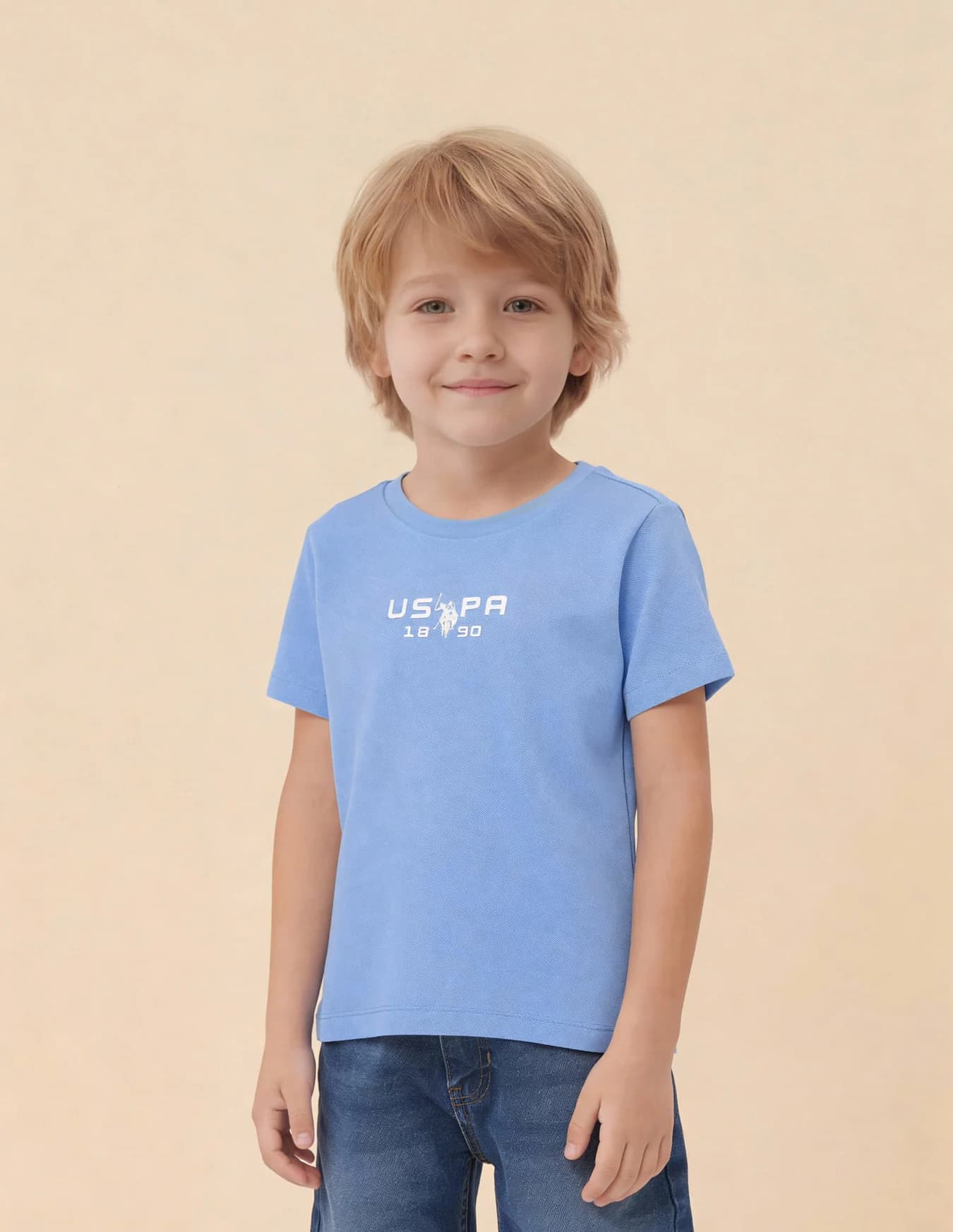 Boys Blue Casual Regular Fit Solid Half Sleeves Tshirt
