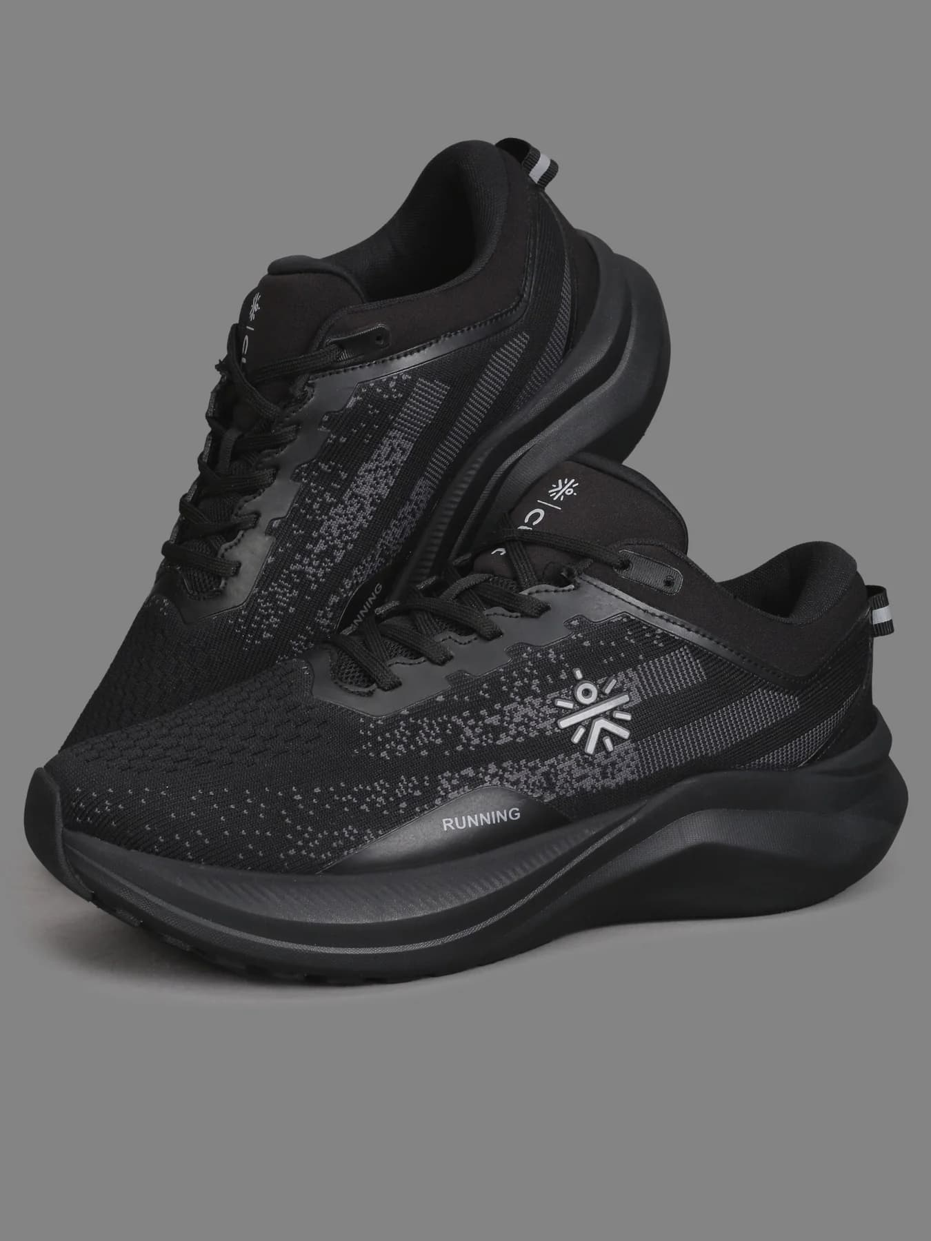 Men's Black Blaze Casual Round Toe Low-Top Knitted Walking Shoes