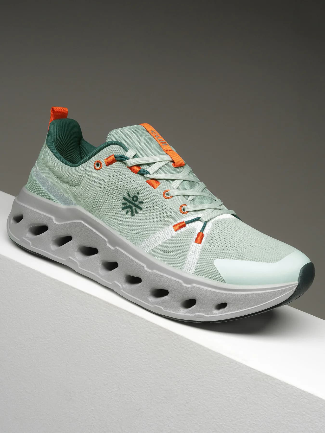 Men's Green Casual Round Toe Low-Top Jacquard CloudForm Walking Shoes