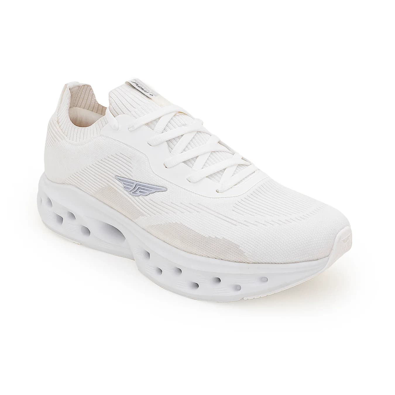 Men's White Casual Round Toe Mid-Top Knitted Athleisure Gym Shoes