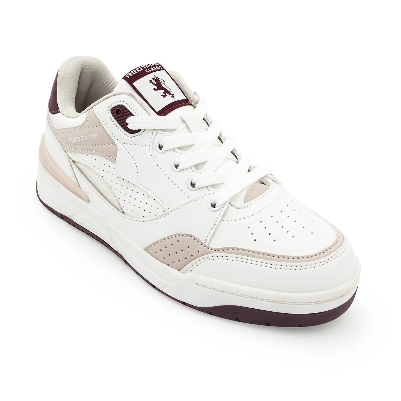 Women's White Casual Round Toe Mid-Top Polyurethane Sneakers