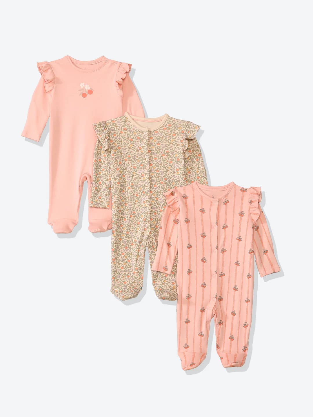 Girls Multicolor Casual Printed Regular Fit Night Suit - Pack of 3
