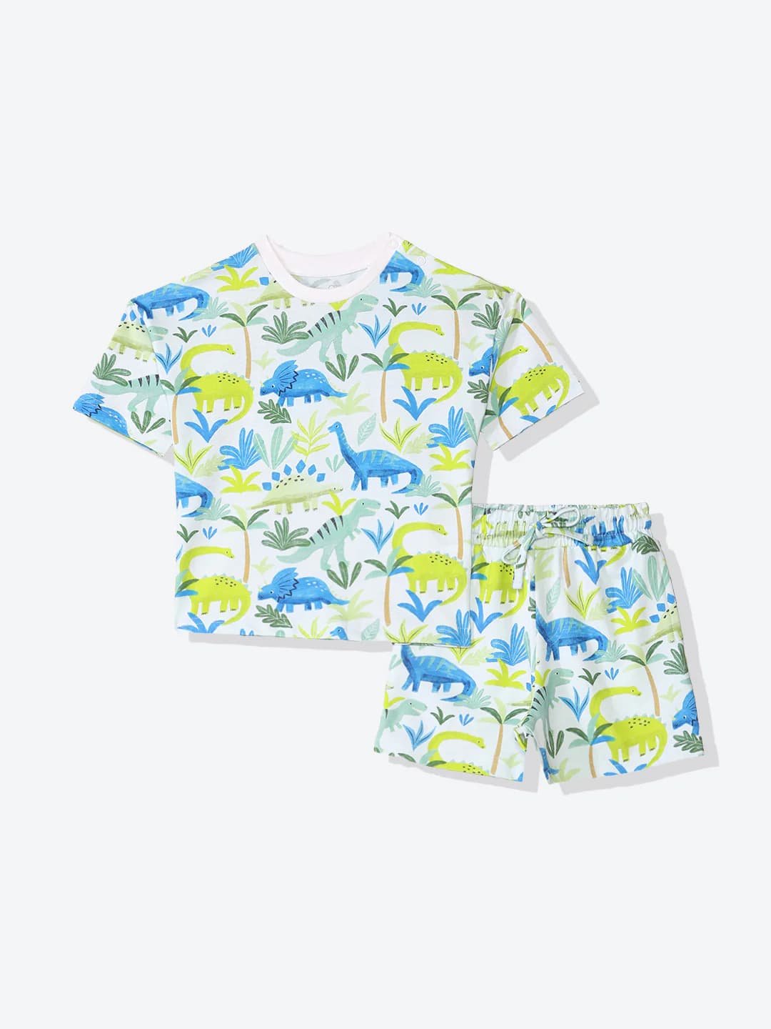 Boys Multicolor Casual Printed Regular Fit Tshirt and Mid Rise Shorts
