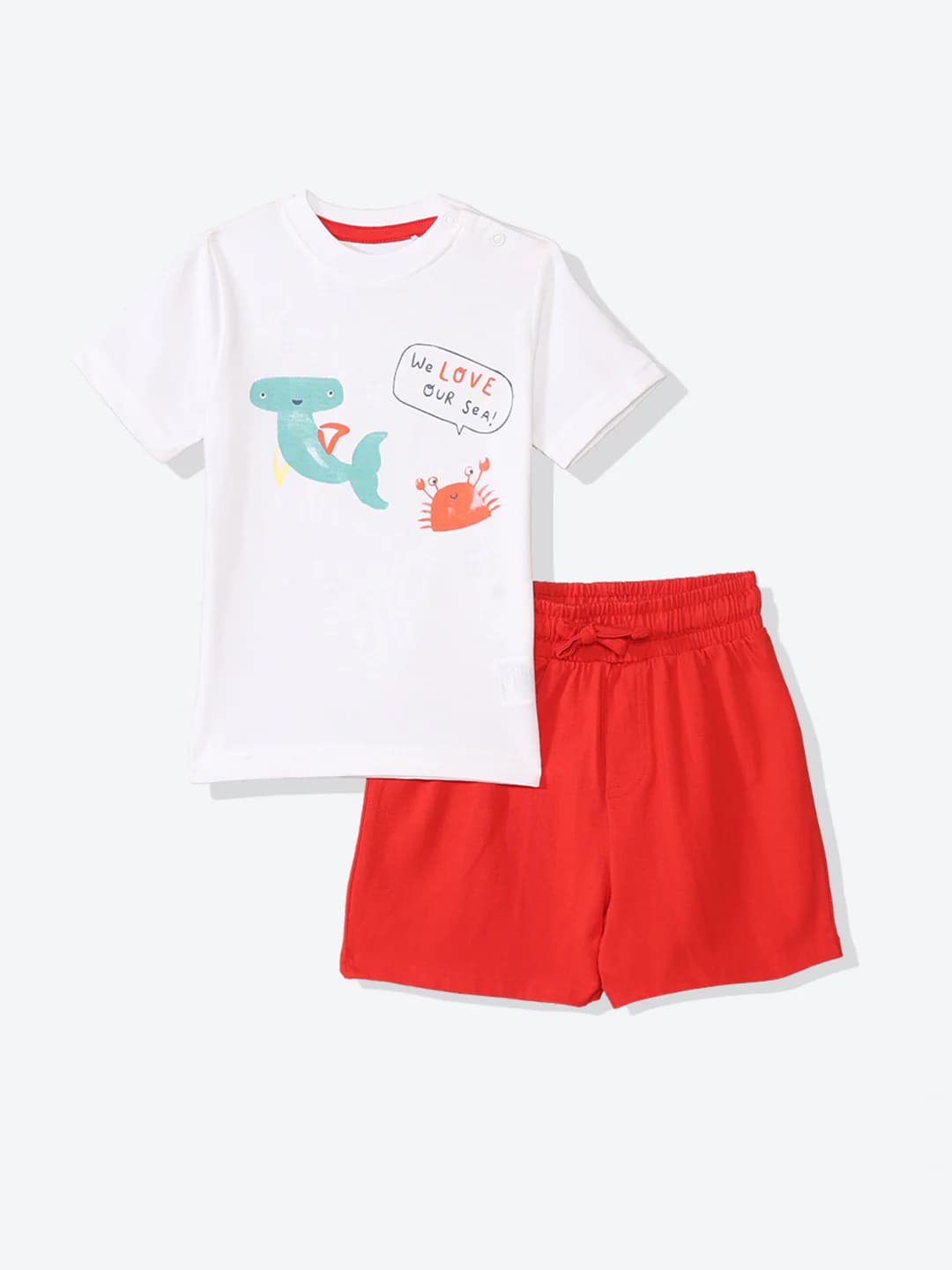 Boys Multicolor Casual Printed Regular Fit Tshirt and Mid Rise Shorts
