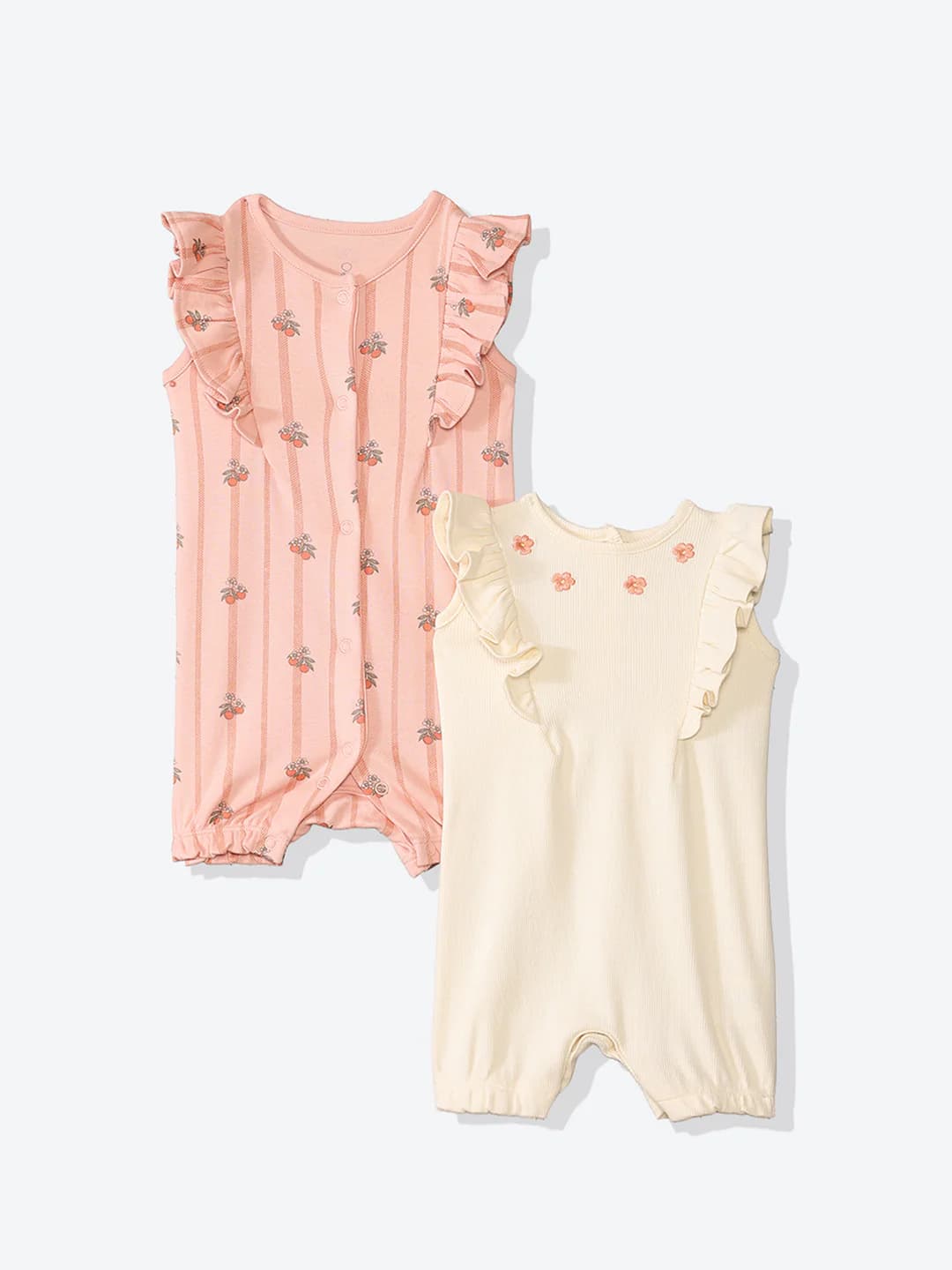Girls Multicolor Casual Printed Regular Fit Rompers - Pack of 2