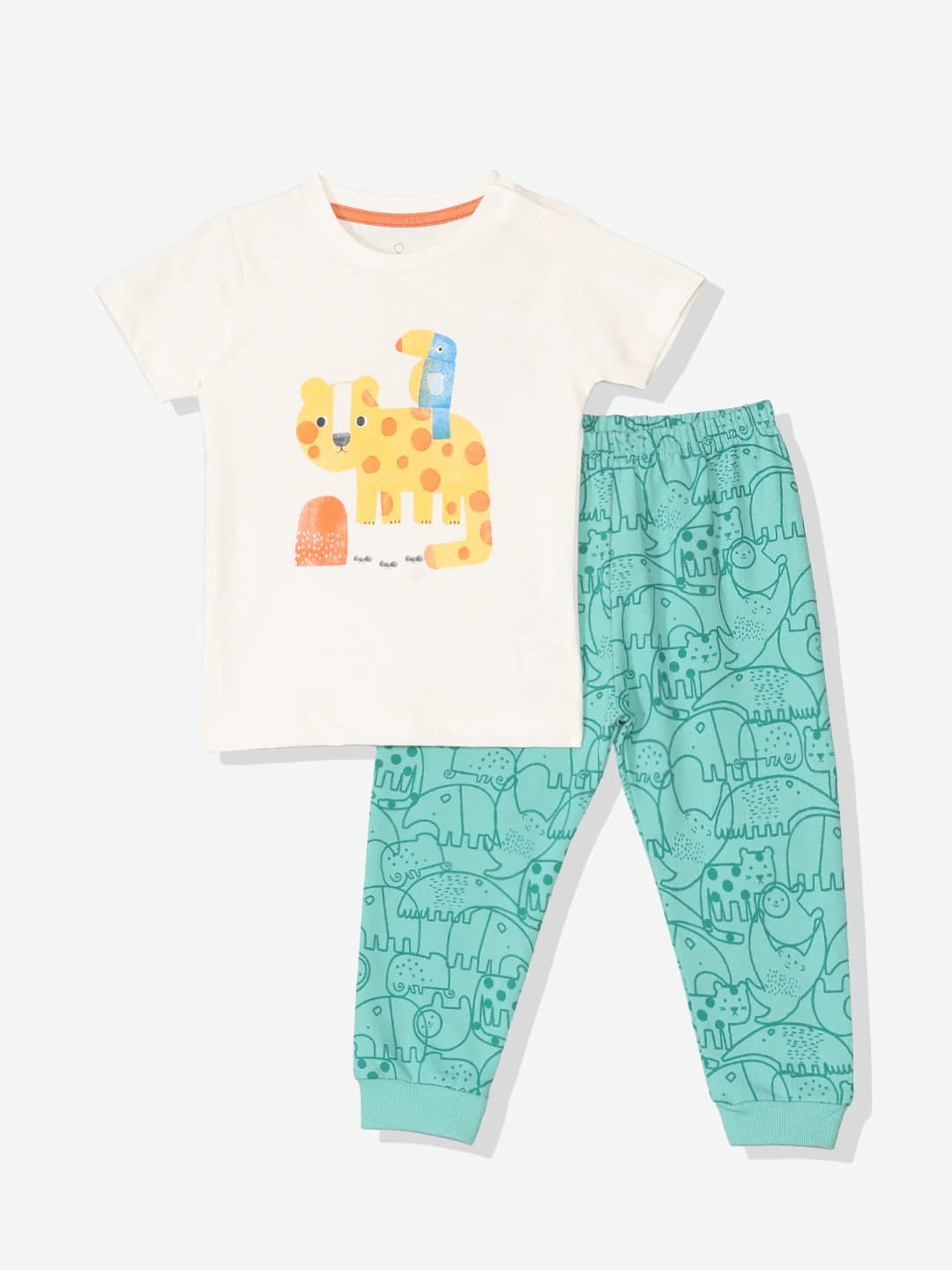 Boys Multicolor Casual Printed Regular Fit Tshirt and Mid Rise Joggers