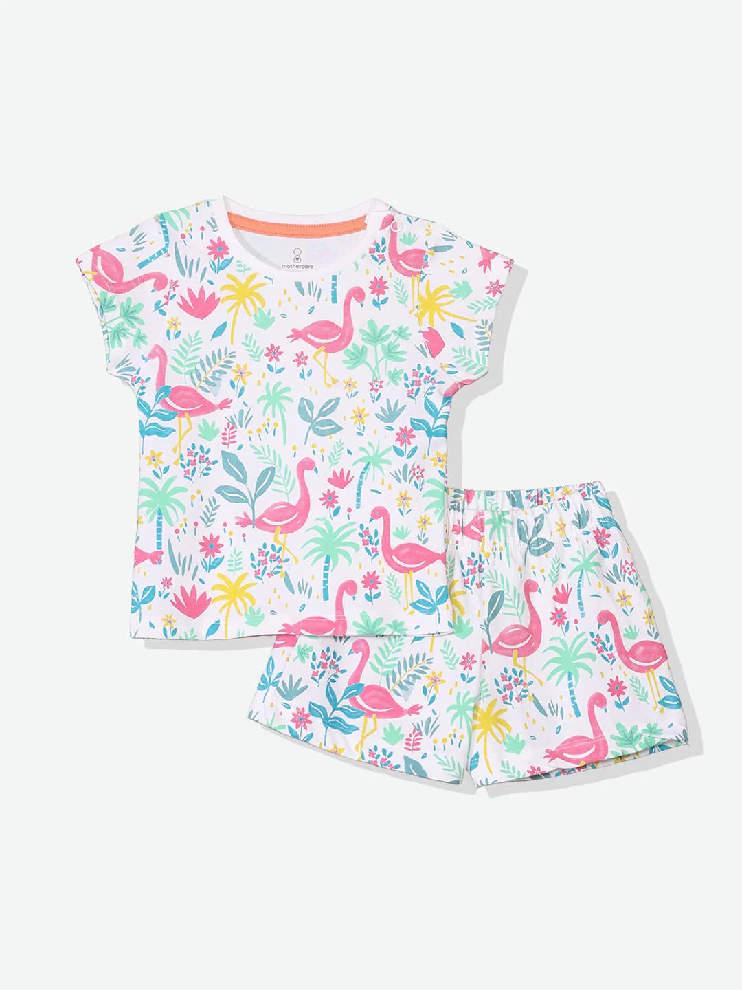 Girls Multicolor Casual Printed Regular Fit Tshirt and Mid Rise Shorts