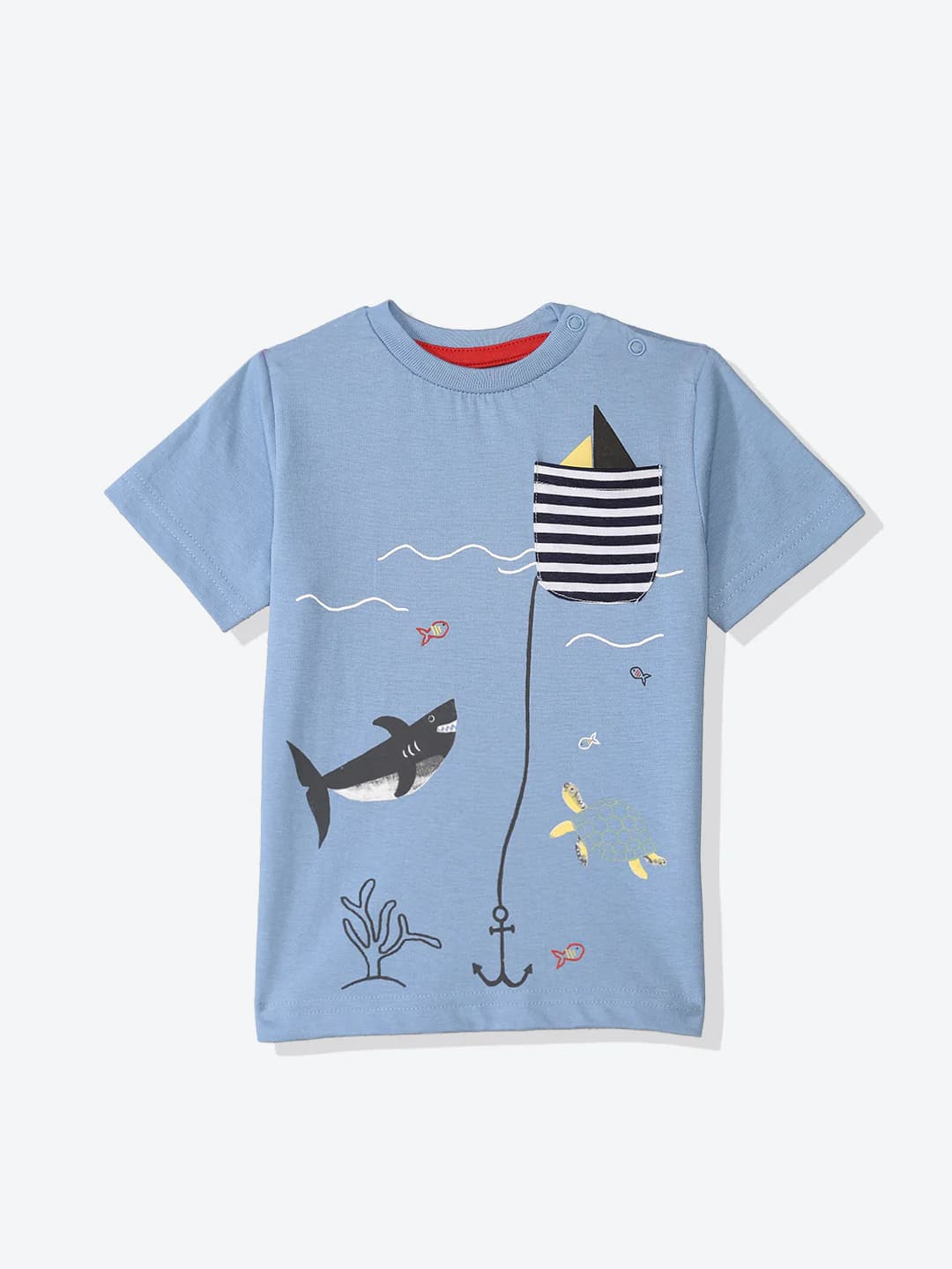 Boys Blue Casual Printed Regular Fit Tshirt