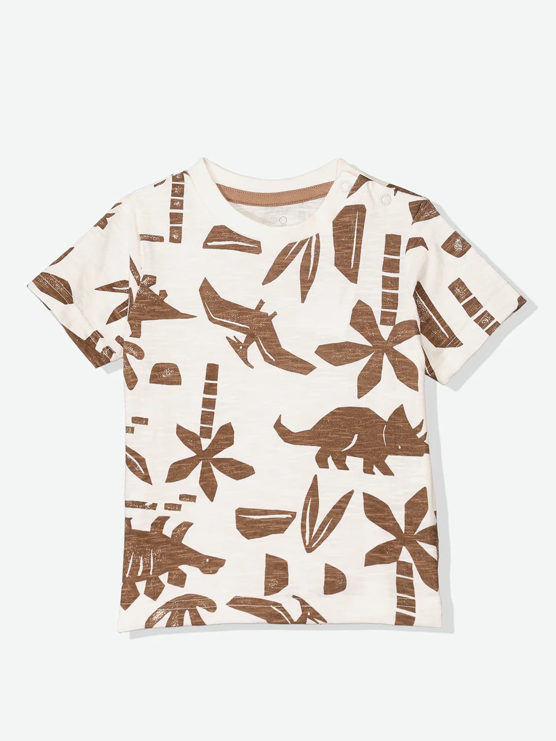 Boys Beige Casual Printed Regular Fit Tshirt