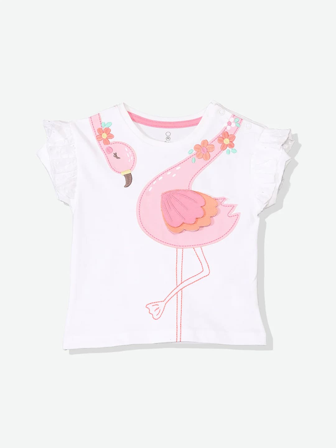 Girls White Casual Printed Regular Fit Tshirt