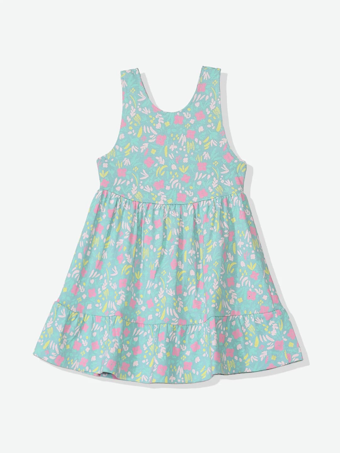Girls Green Casual Tropic Wonders Printed Dress
