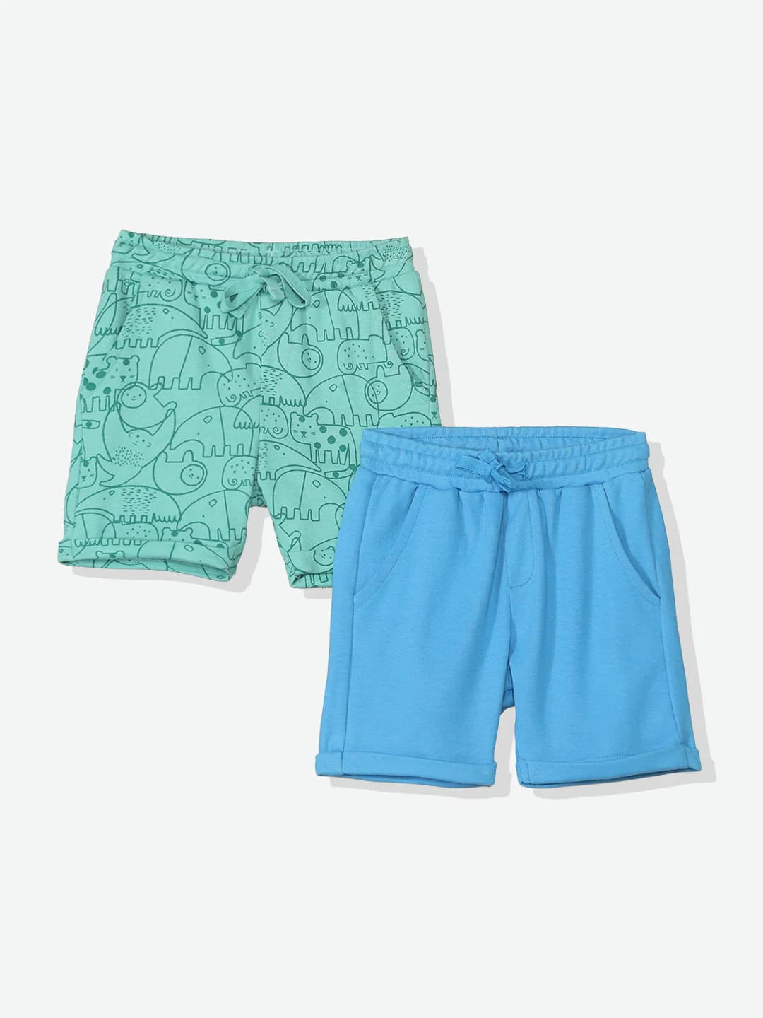 Boys Multicolor Casual Printed Non Faded Mid Rise Shorts - Pack of 2