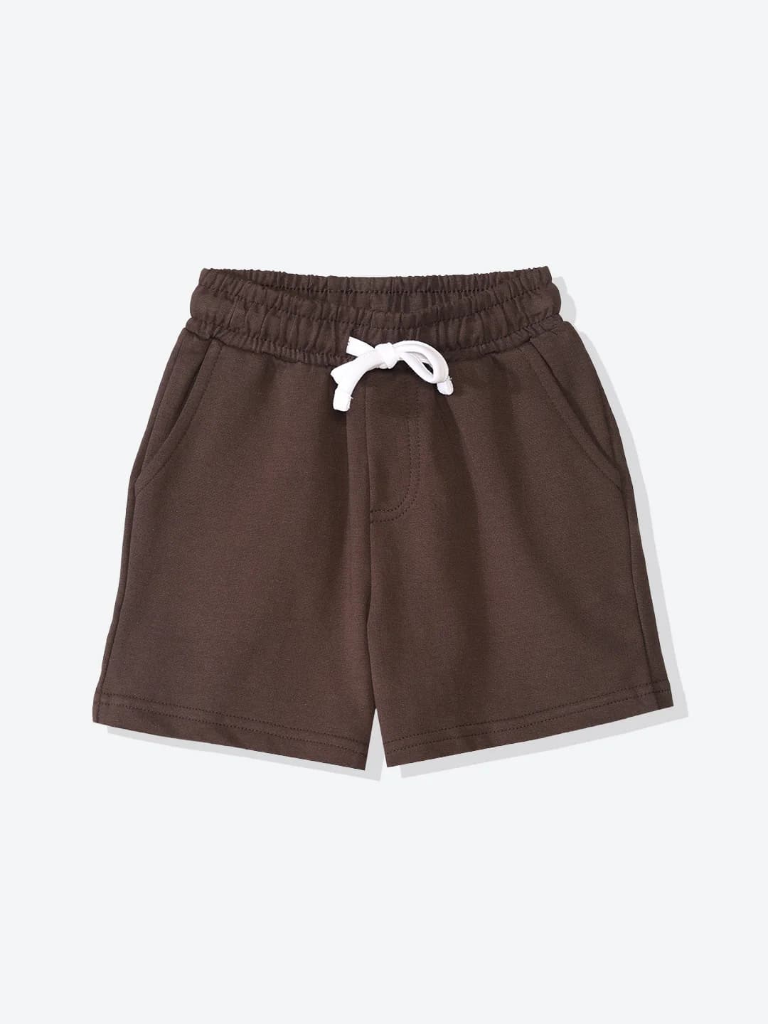 Boys Brown Casual Solid Non Faded Mid Rise Loopback Shorts