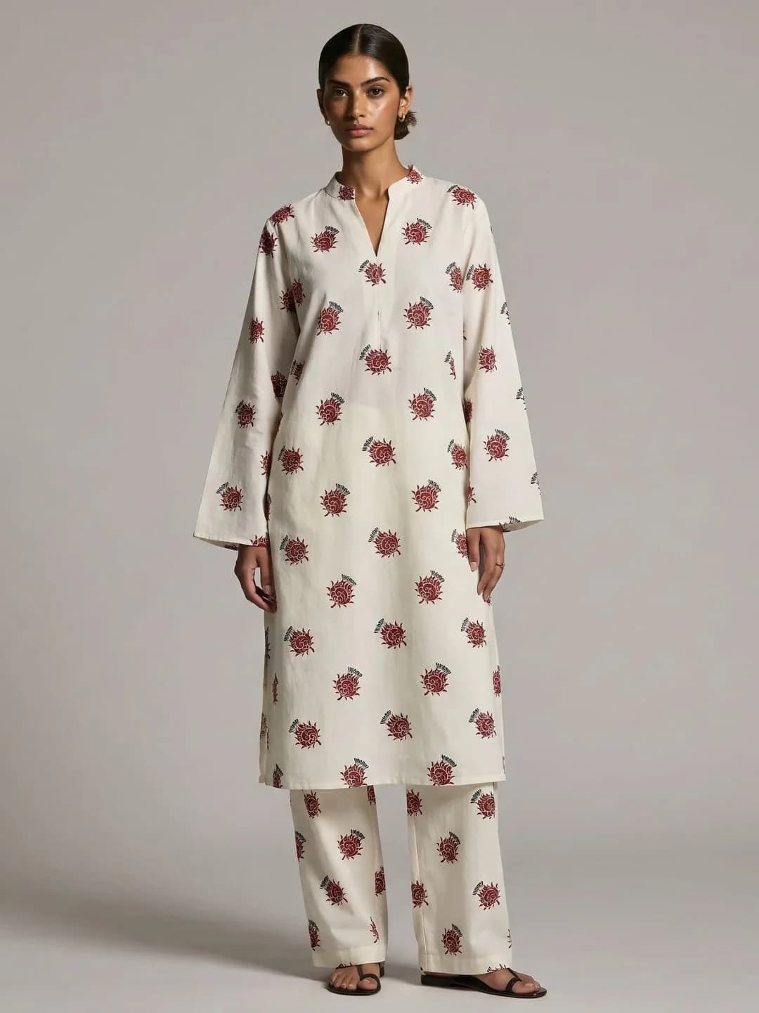 Women's White Casual Full Sleeves Rifa Co-Ord Set