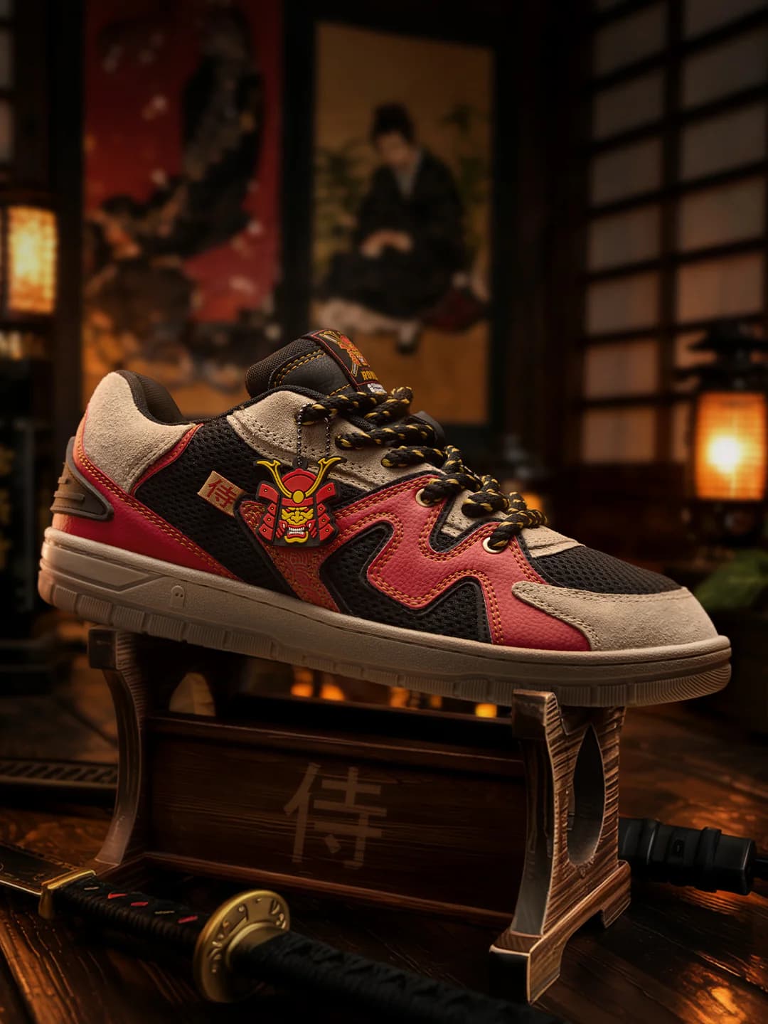 Men's Red Round Toe Polyurethane Urban Blaze - Ronin Low Top Sneakers